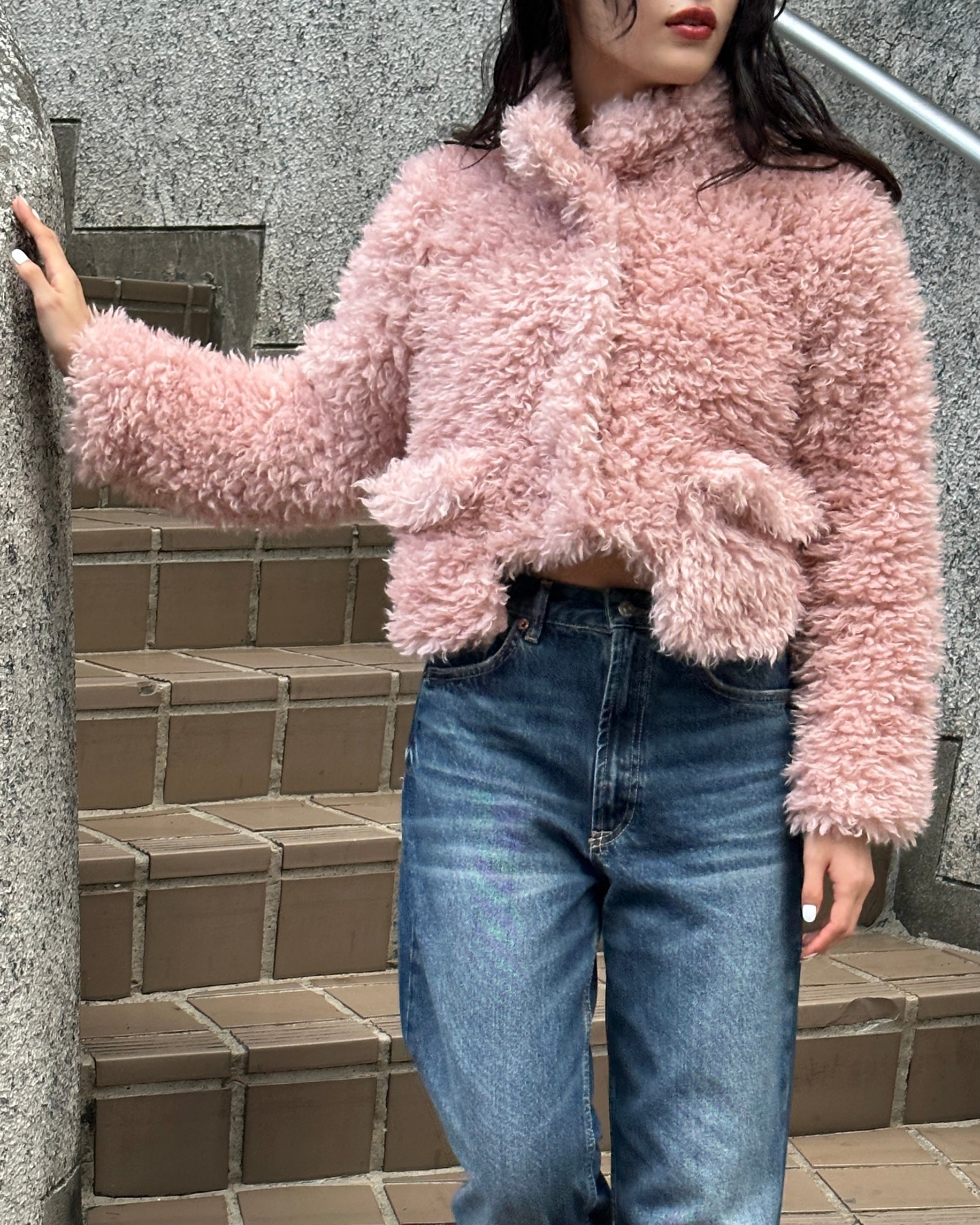 Cropped fur jacket