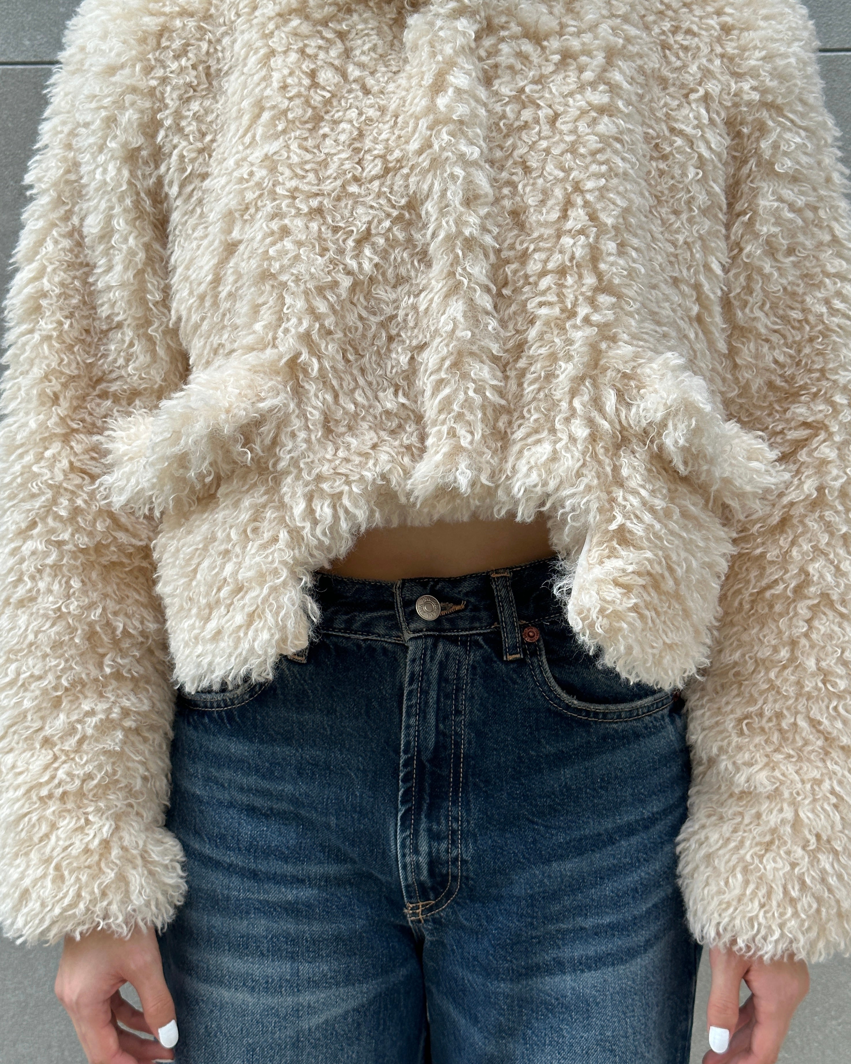 Cropped fur jacket
