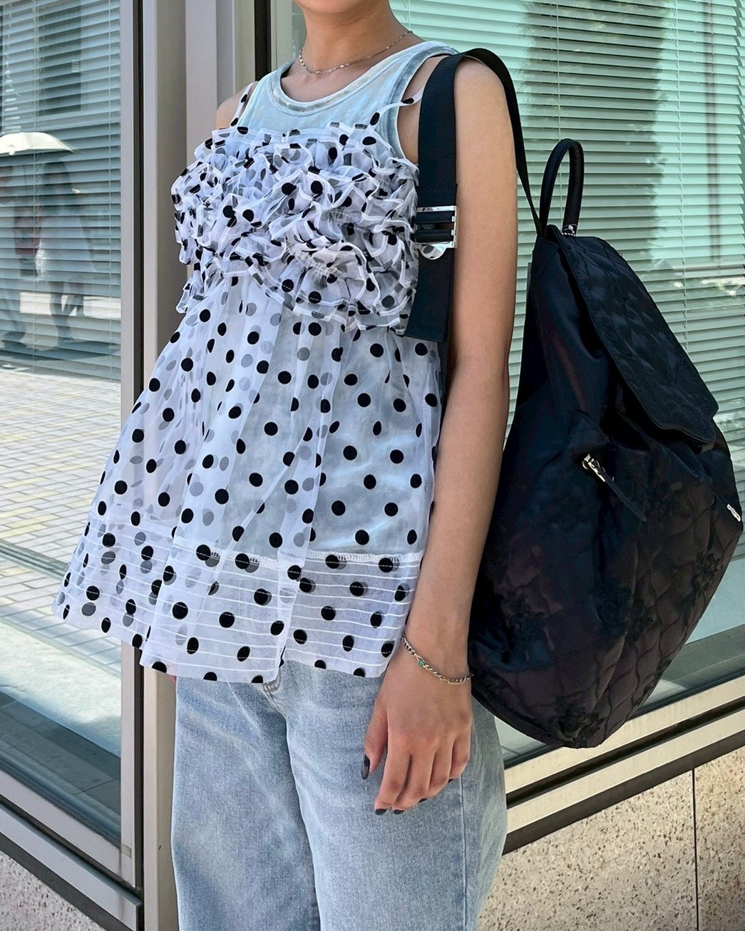 Wave gathered peplum bustier (dot)