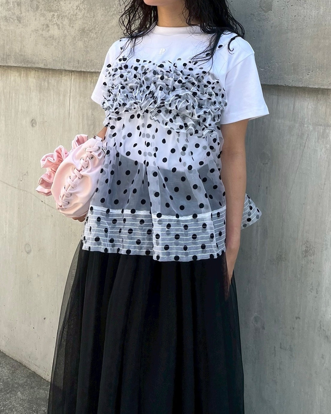 Wave gathered peplum bustier (dot)