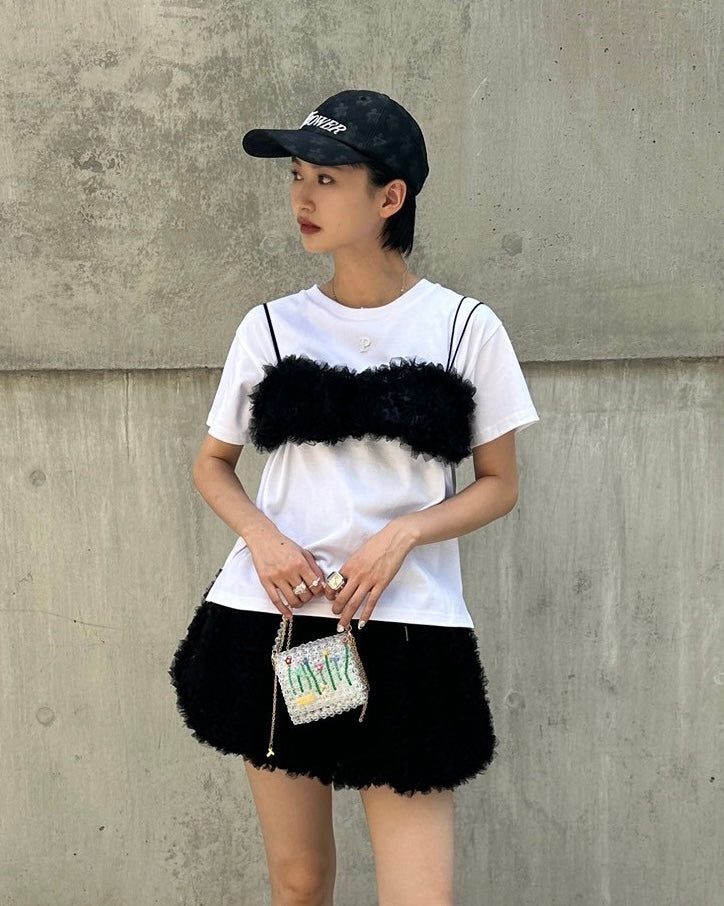 Tulle balloon mini skirt (black)