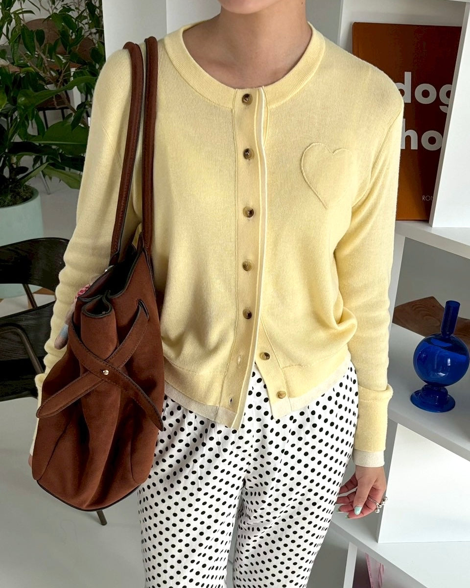 Layered design heart cardigan