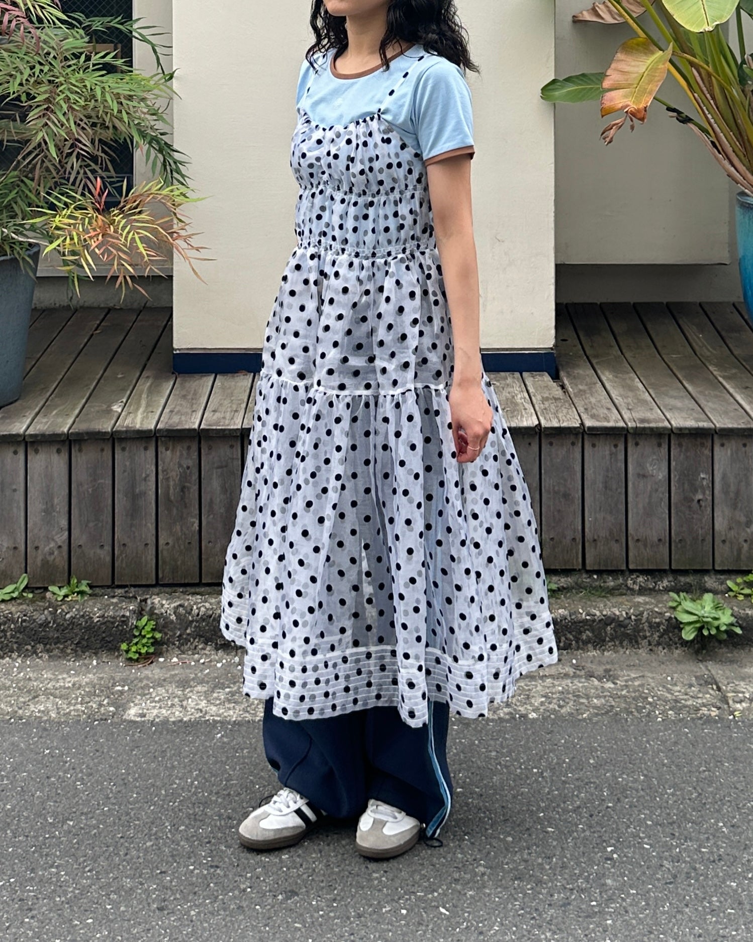 Dot organgy tiered dress