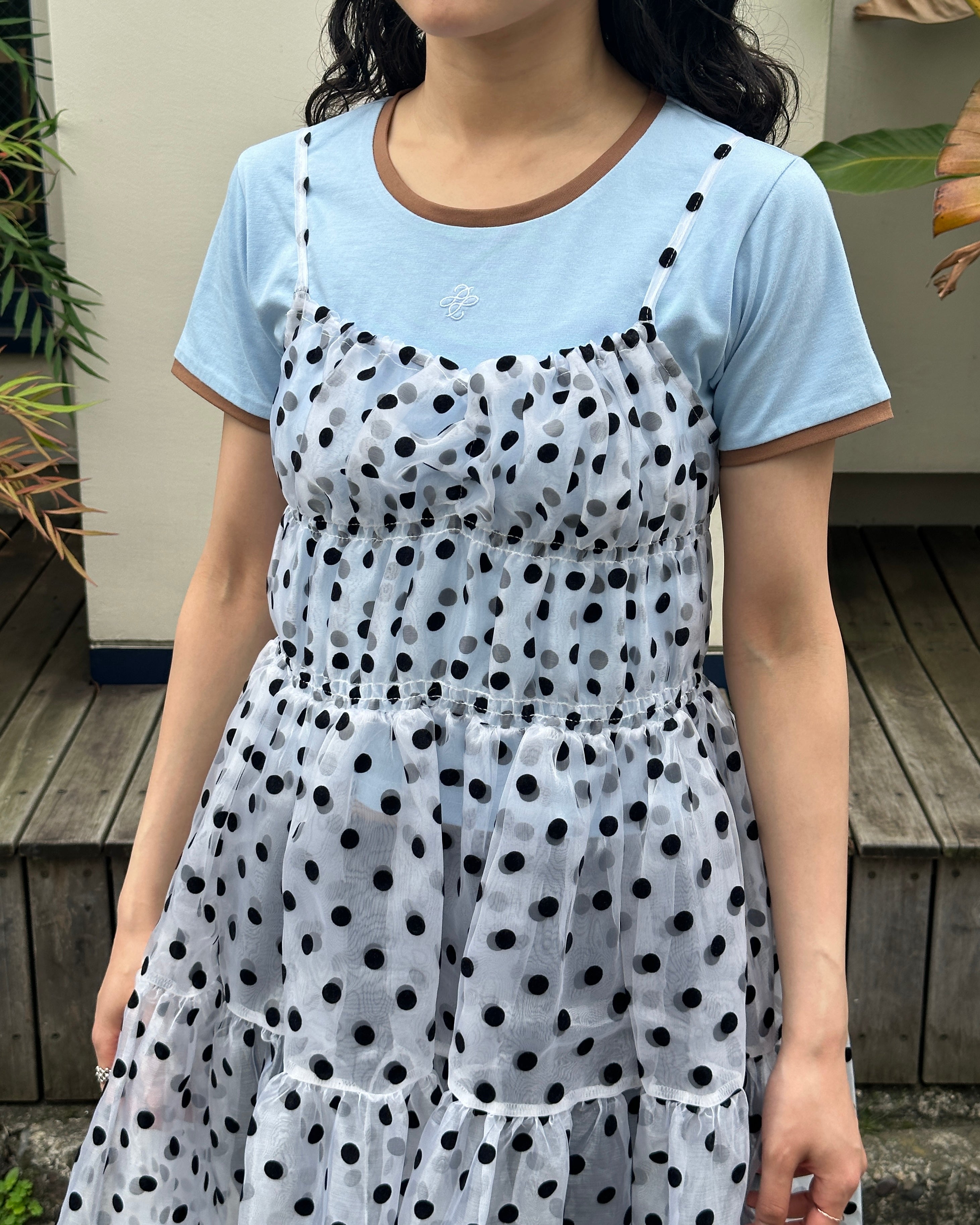 Dot organgy tiered dress