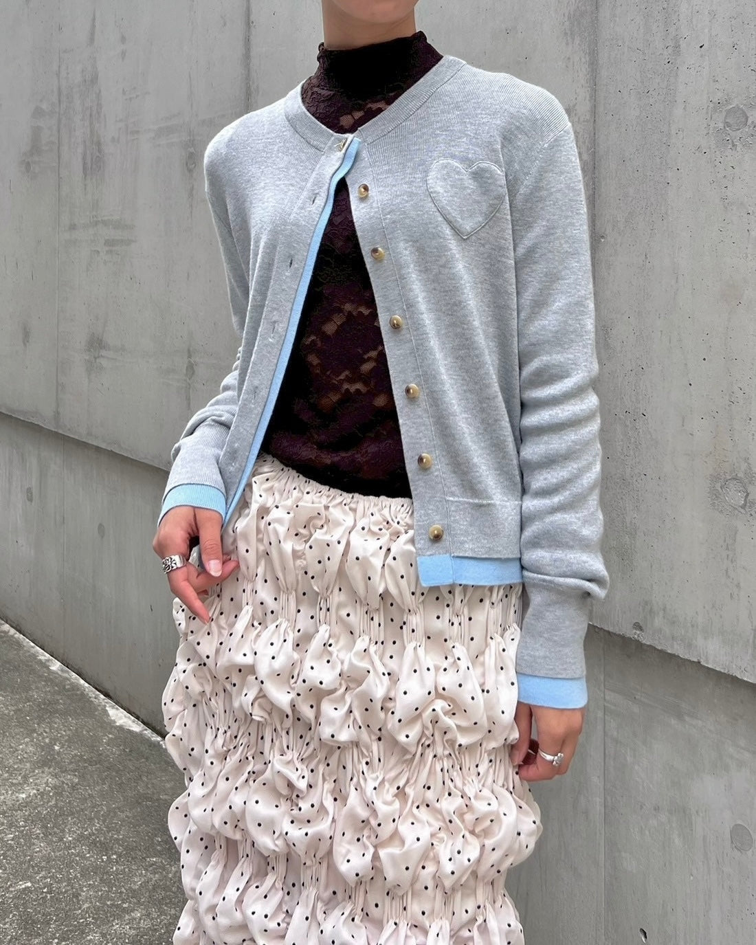 Layered design heart cardigan