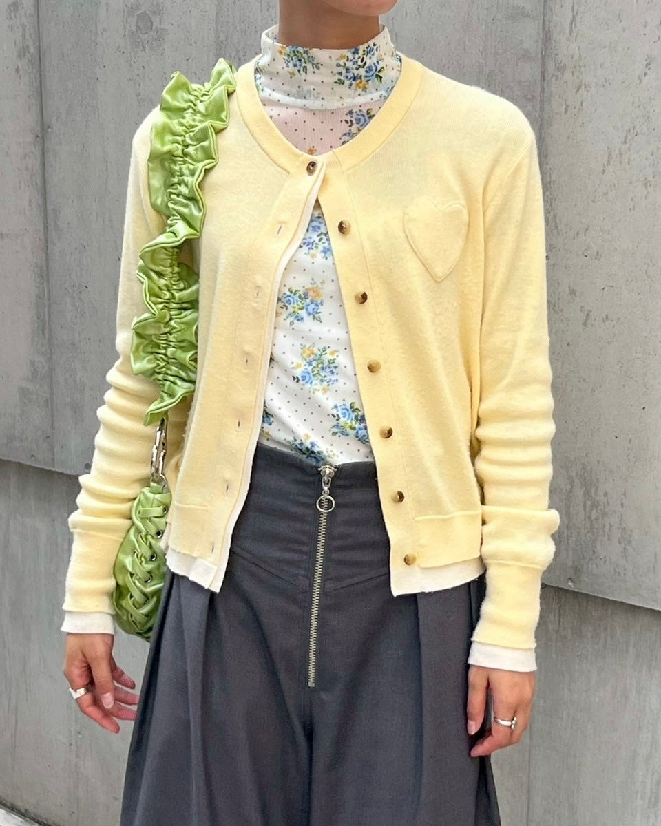 Layered design heart cardigan