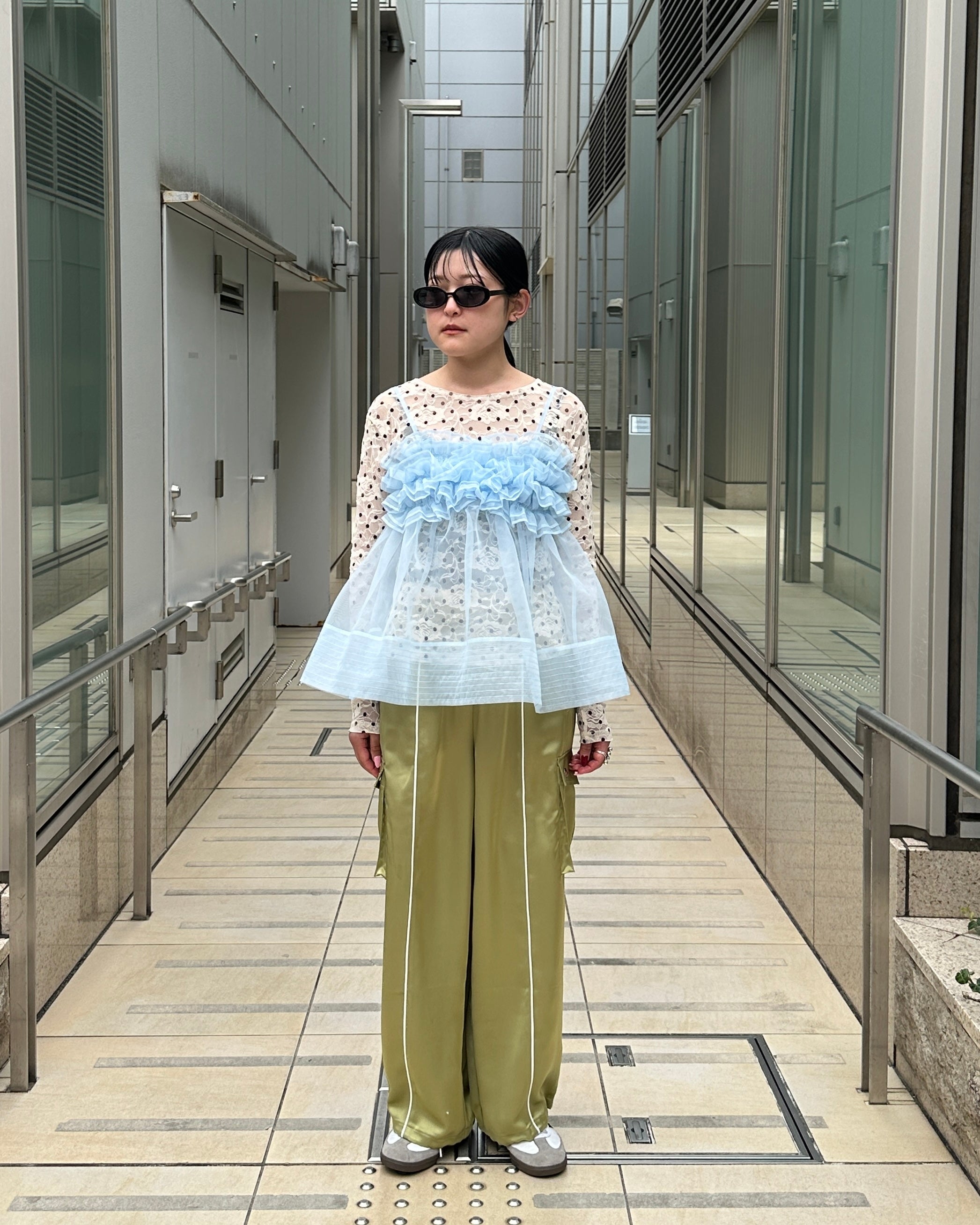 Satin cargo pants (green)