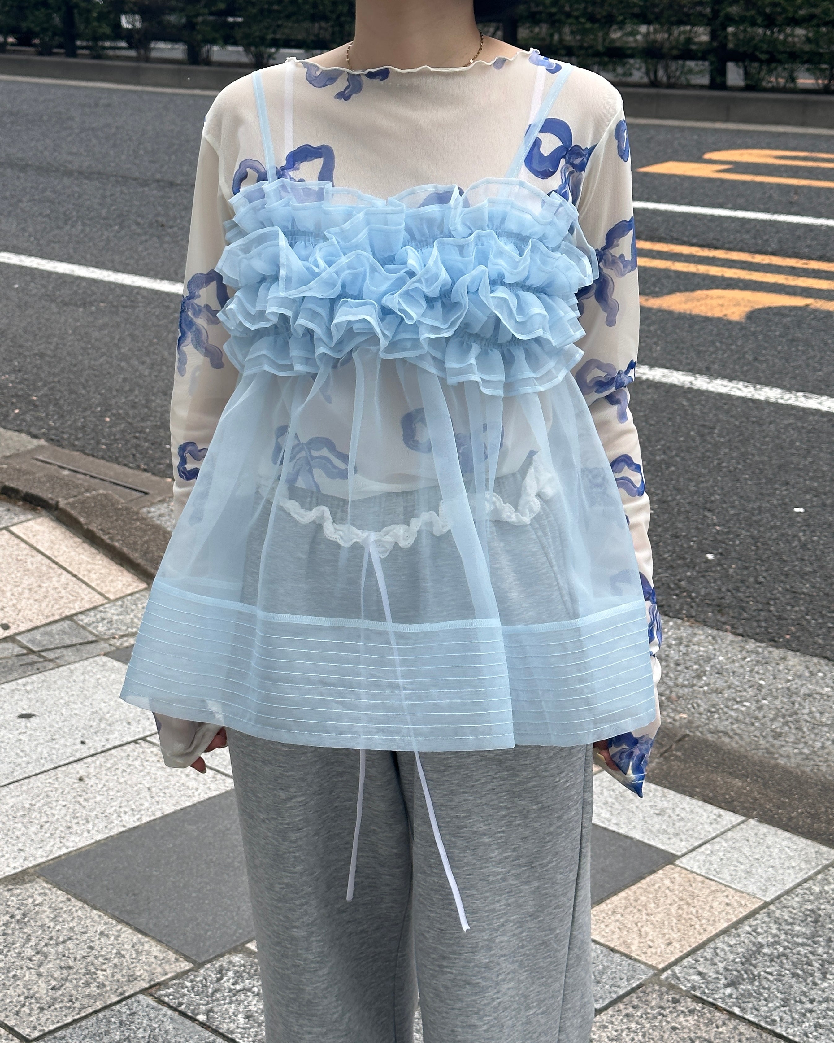 Wave gathered peplum bustier (blue)