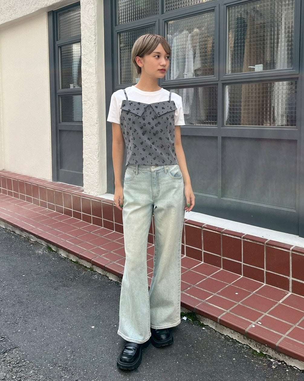 Flower flocky bustier