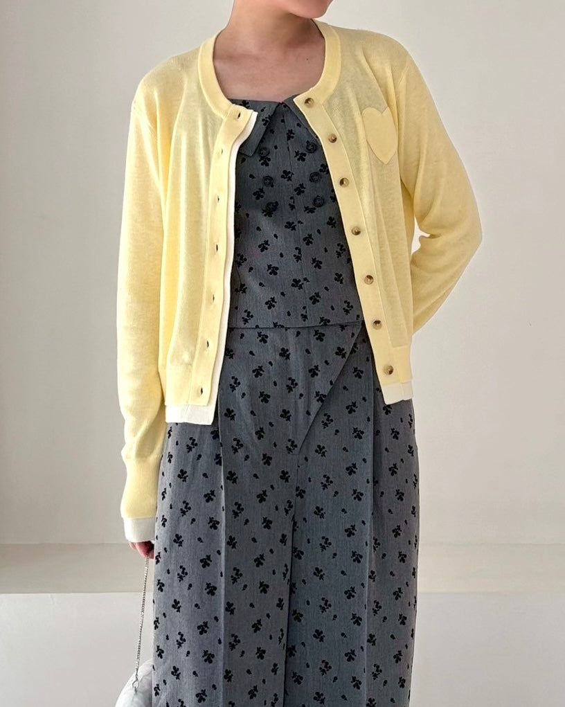 Layered design heart cardigan