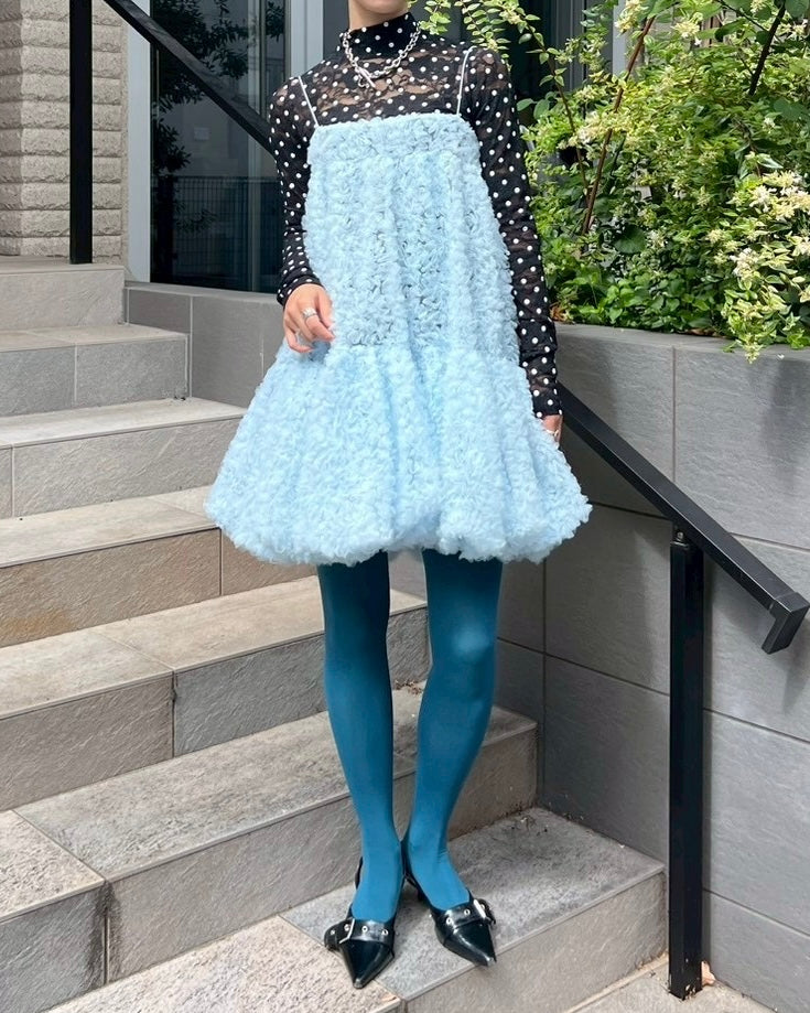 Tulle balloon tunic (light blue)