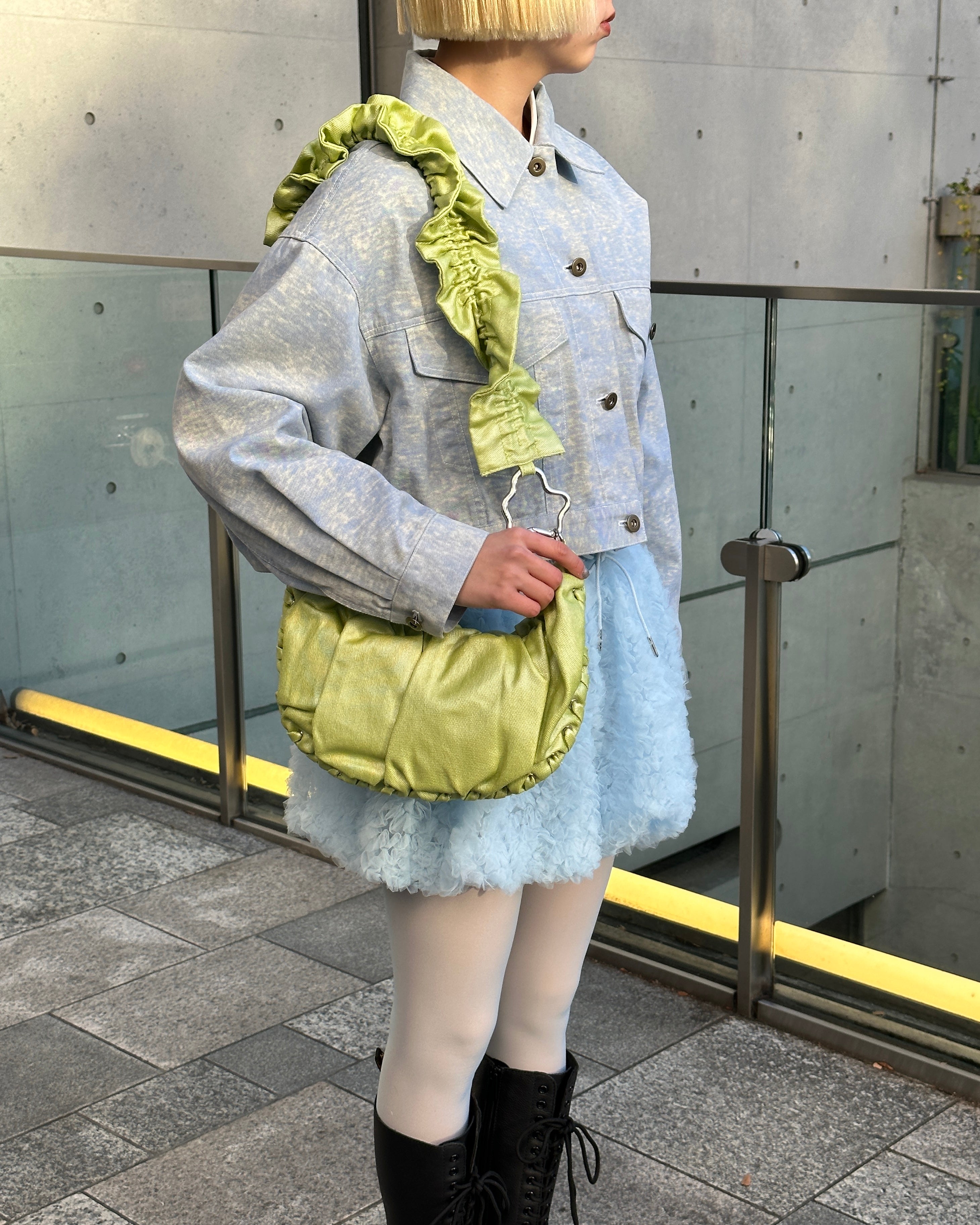 Half-moon gathered bag (green)