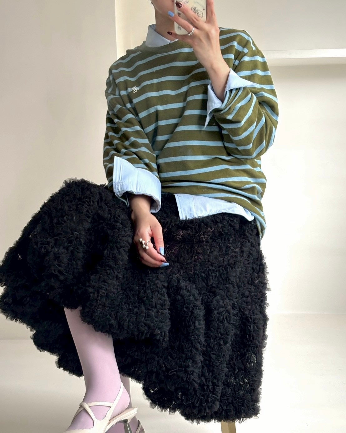 Tulle balloon tunic (black)