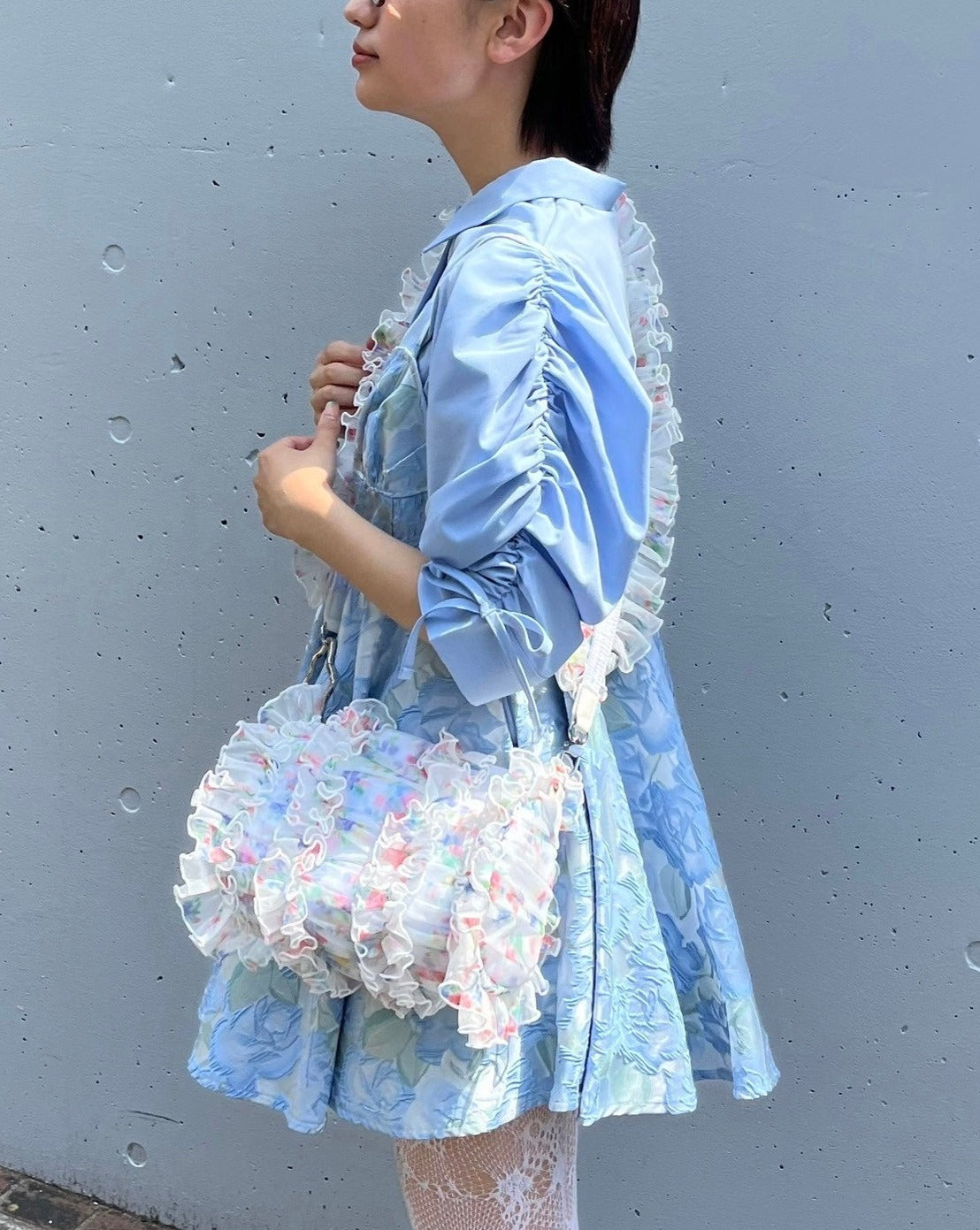 Tulle frill bag (floral pattern)