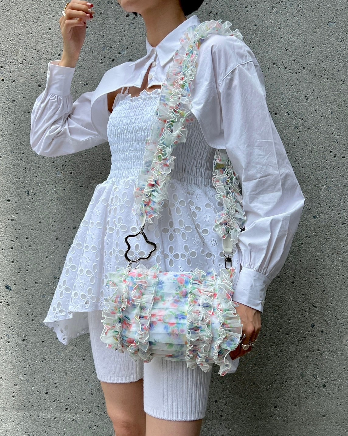 Tulle frill bag (floral pattern)