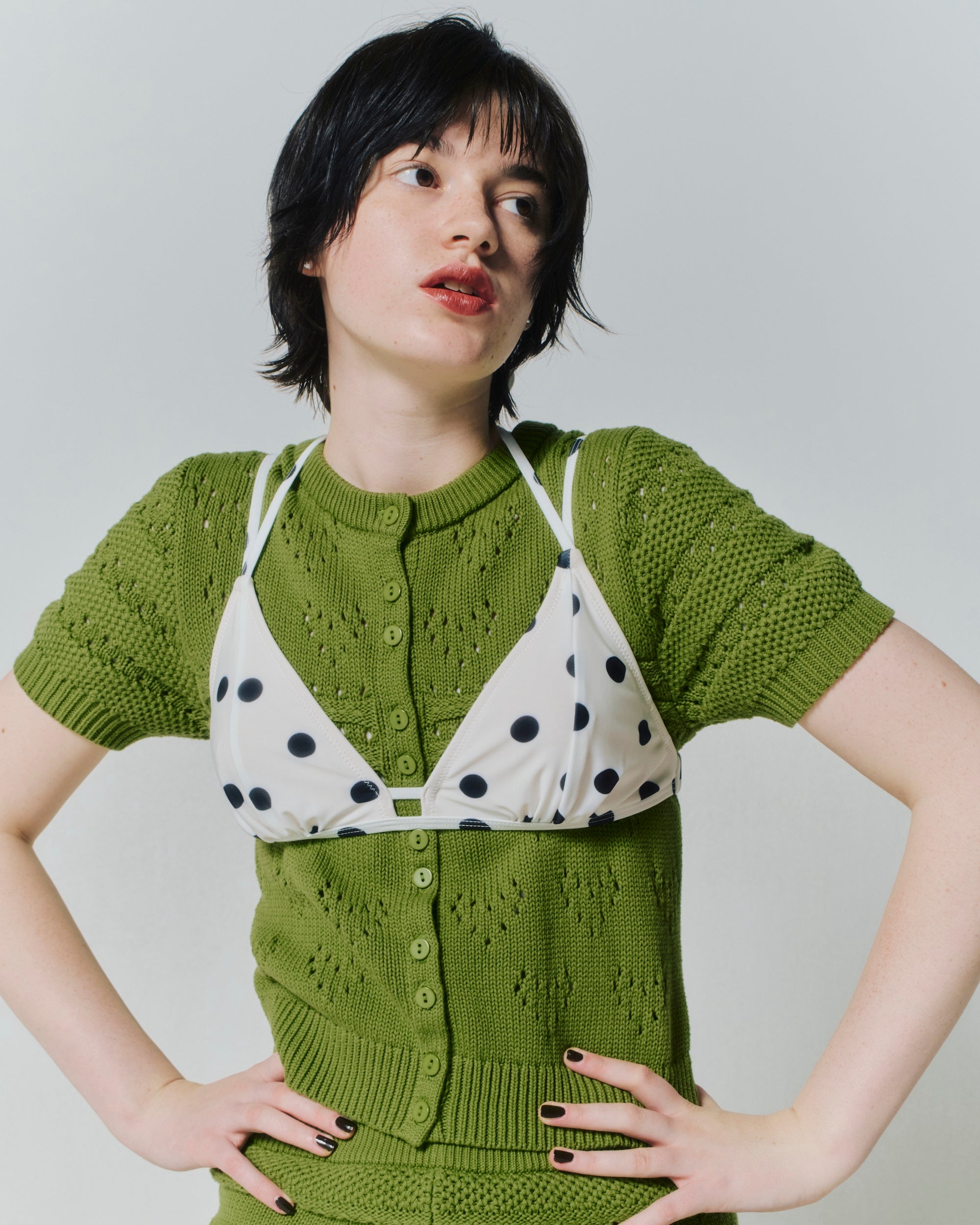 LOVE EYELET KNIT CARDIGAN