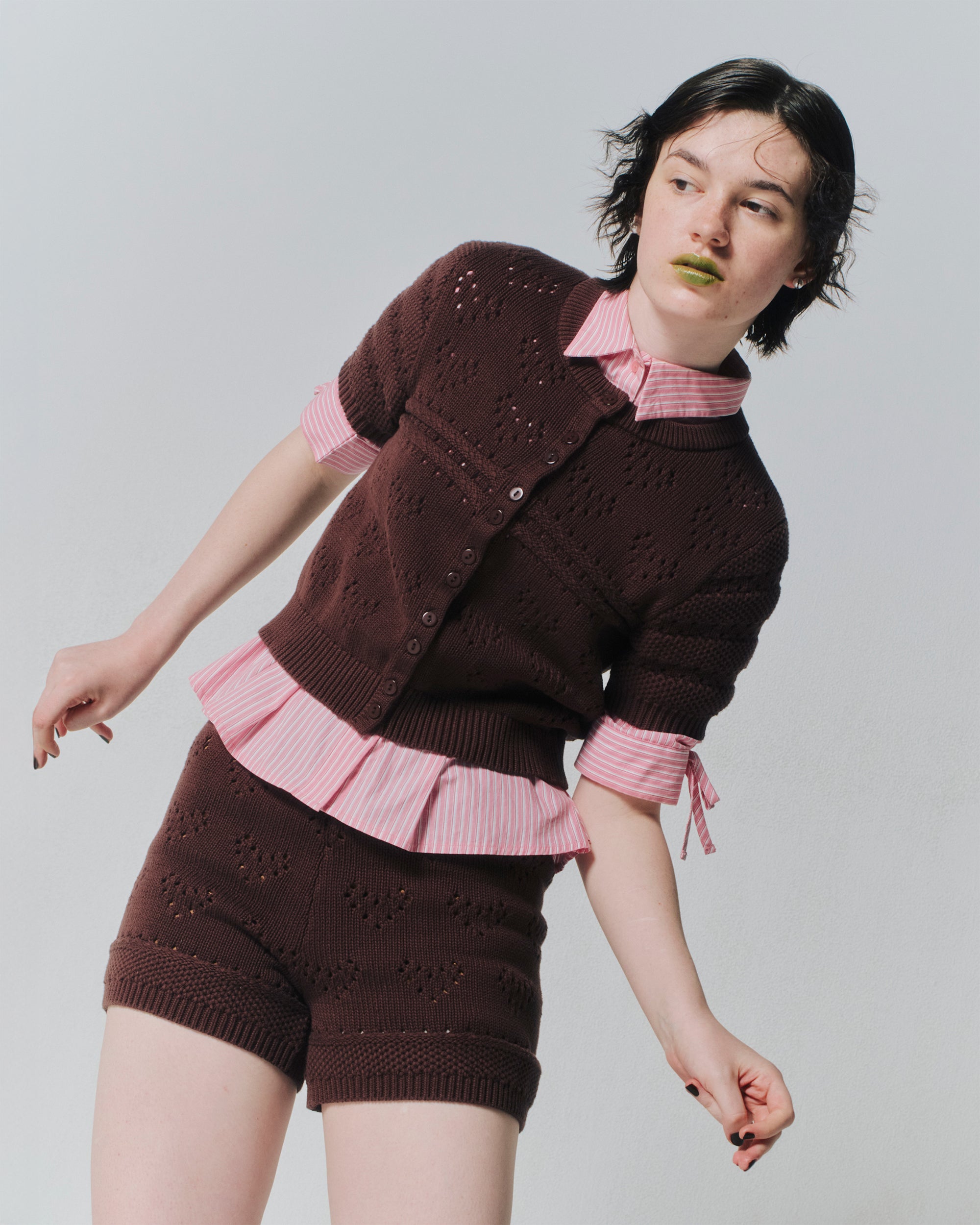 LOVE EYELET KNIT SHORTS