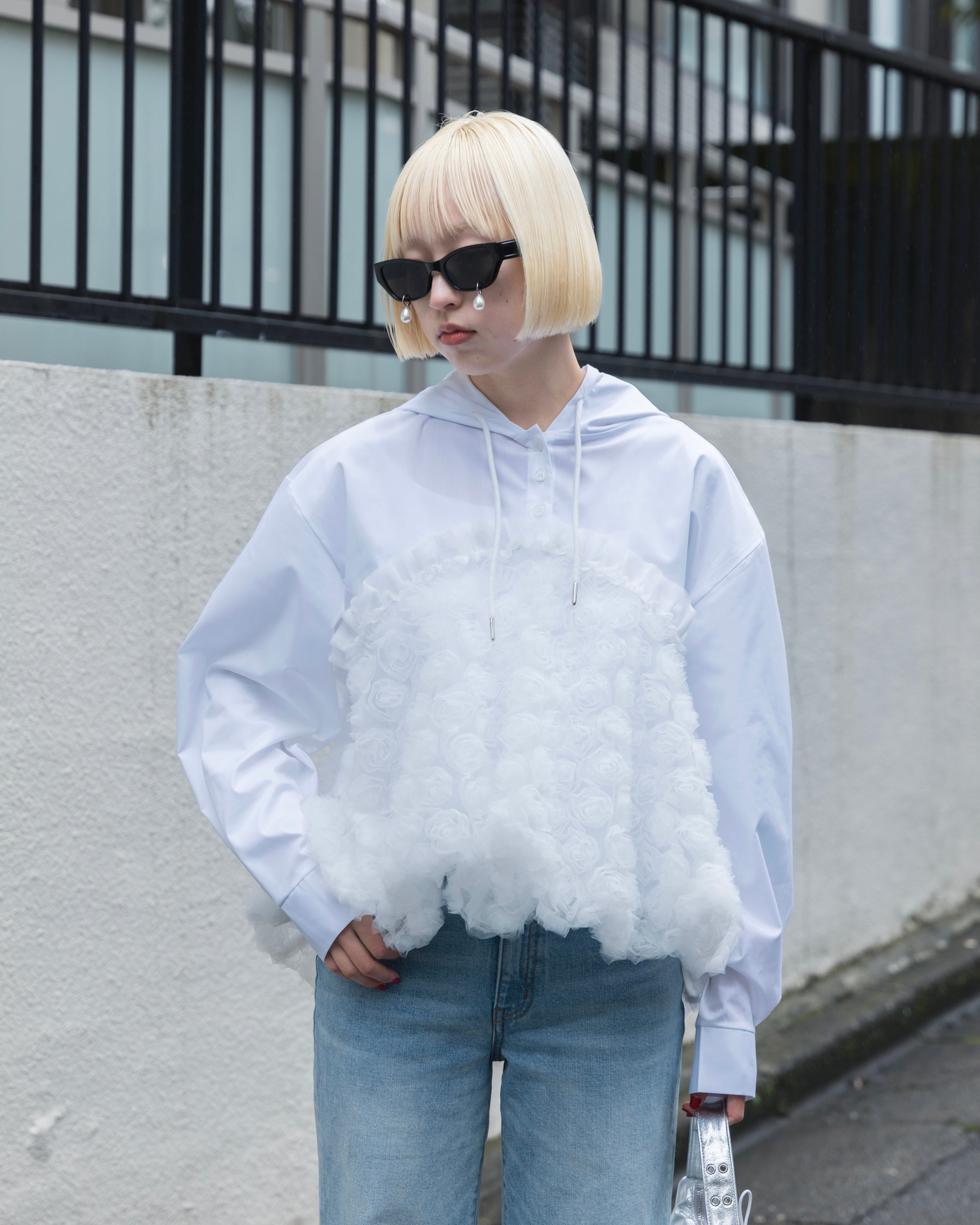 Tulle balloon hoodie shirt