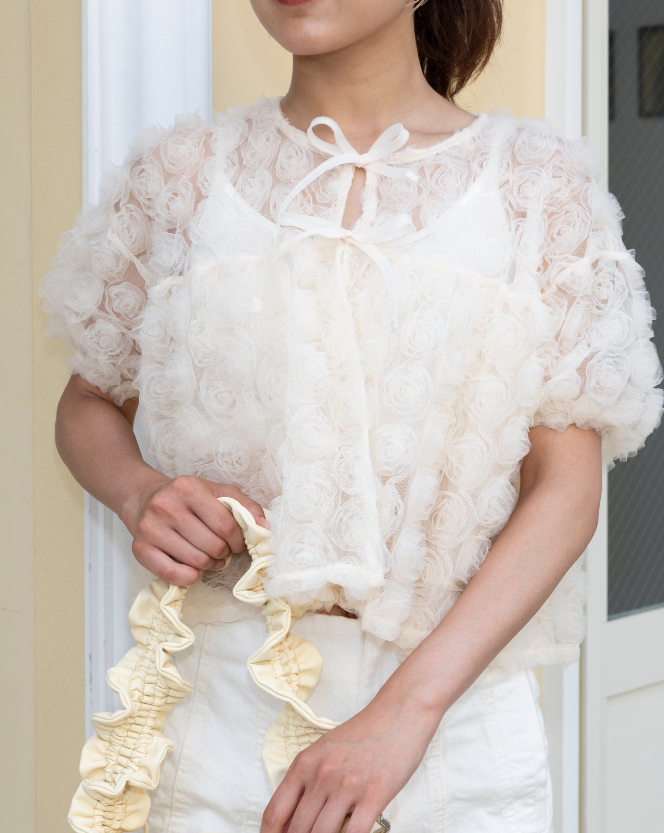 flower balloon tulle bolero (cream)