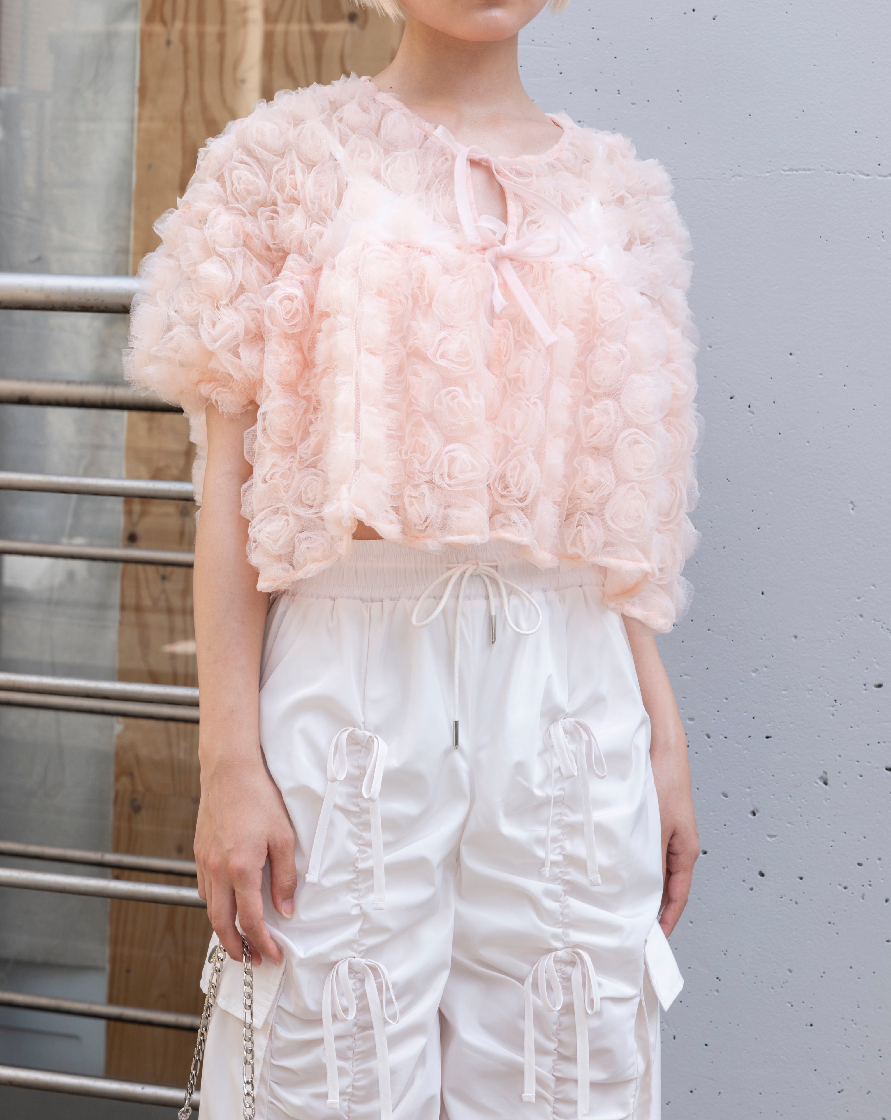 flower balloon tulle bolero (pink)