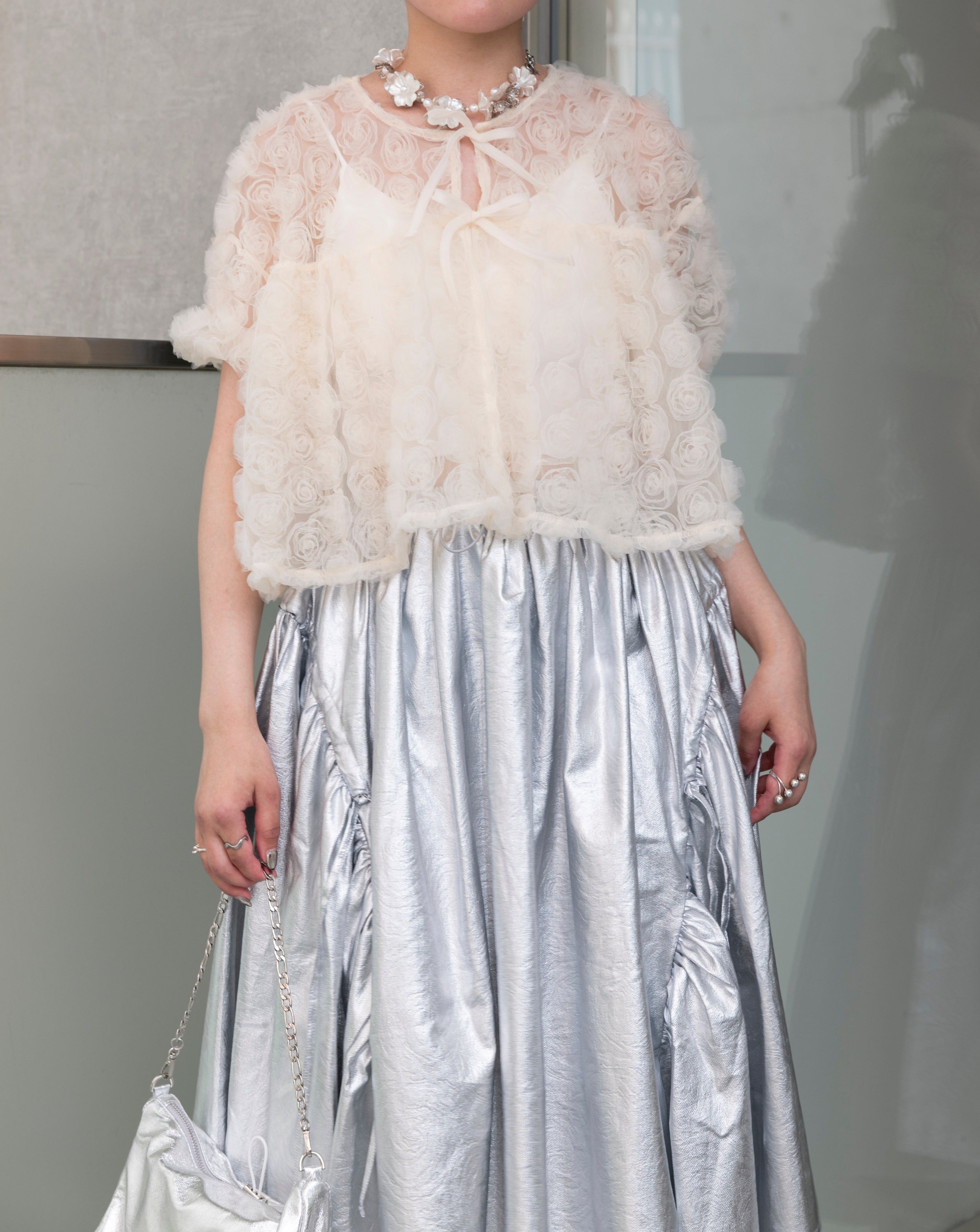 flower balloon tulle bolero (cream)