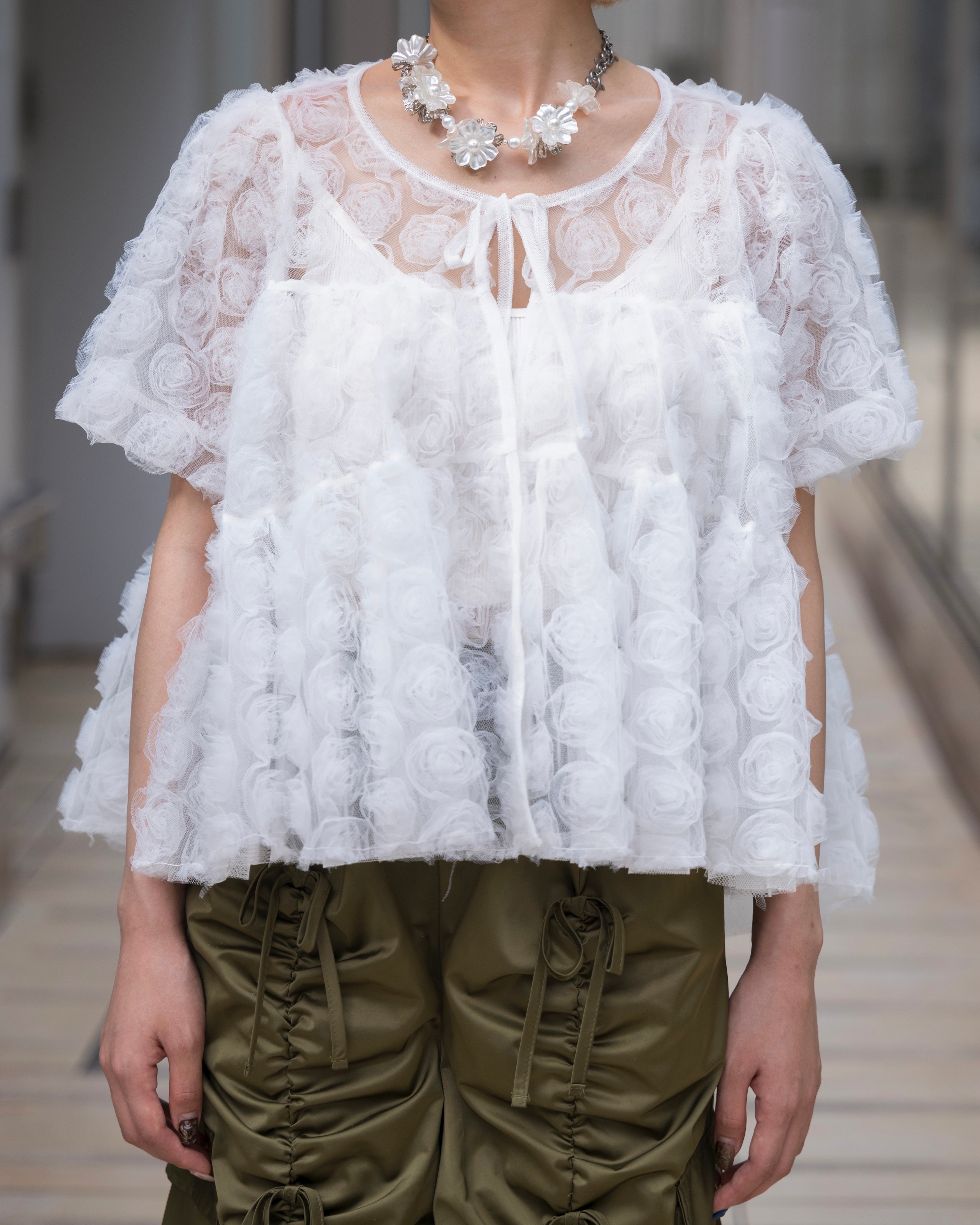 Flower tulle tiered bolero