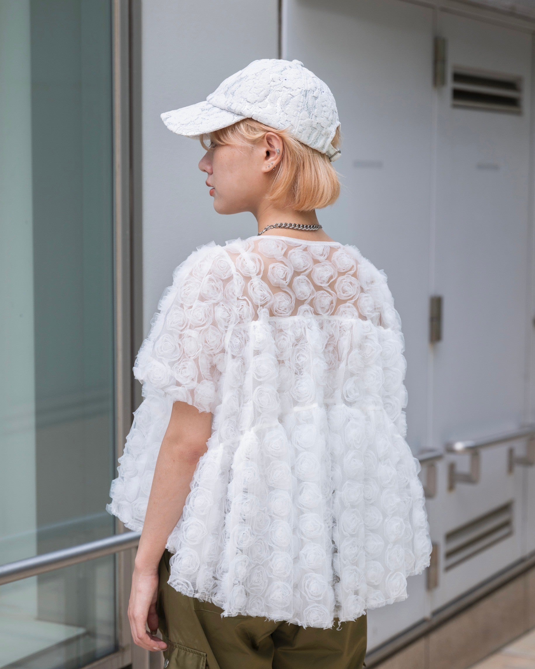 Flower tulle tiered bolero