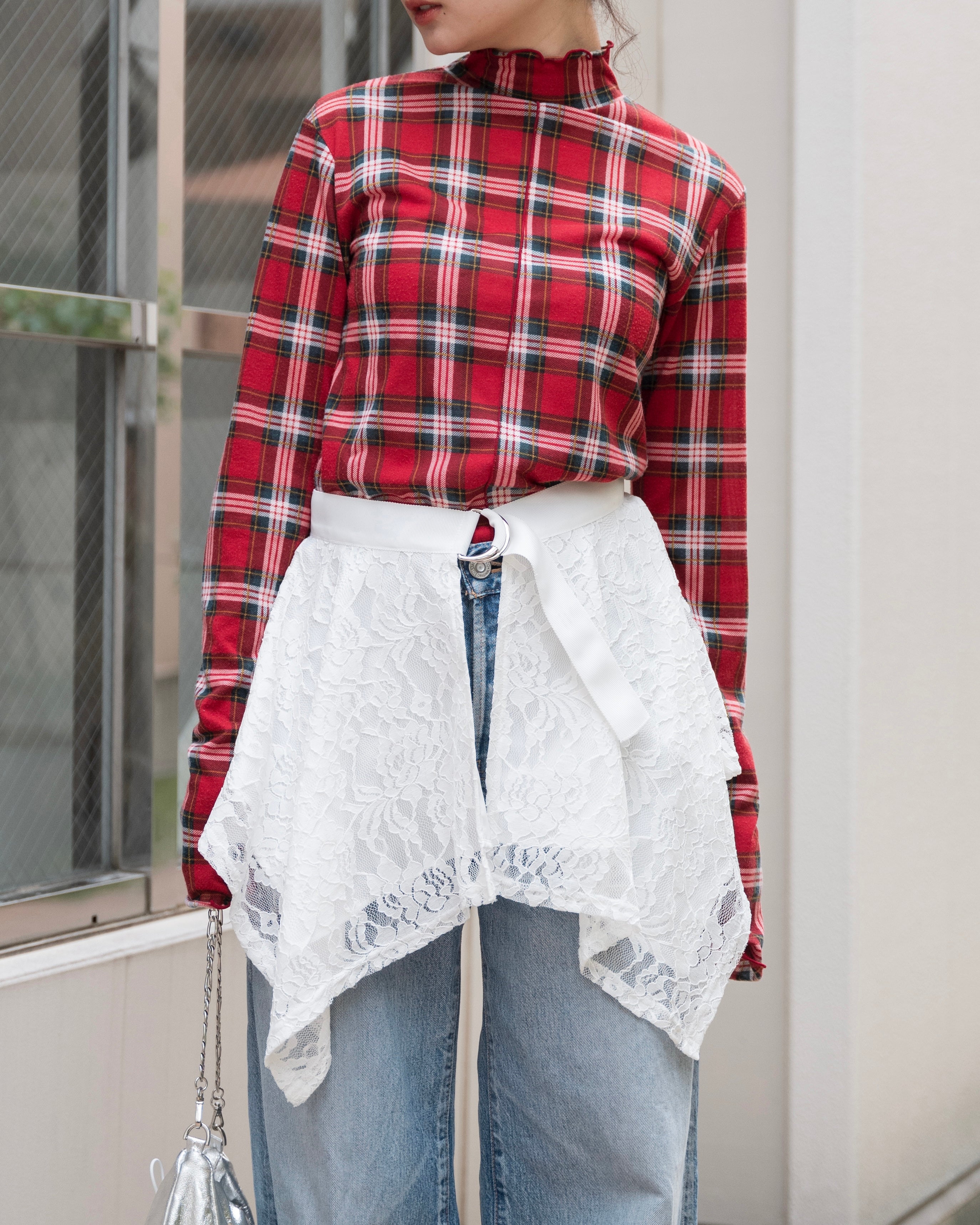 Lace draped wrap skirt