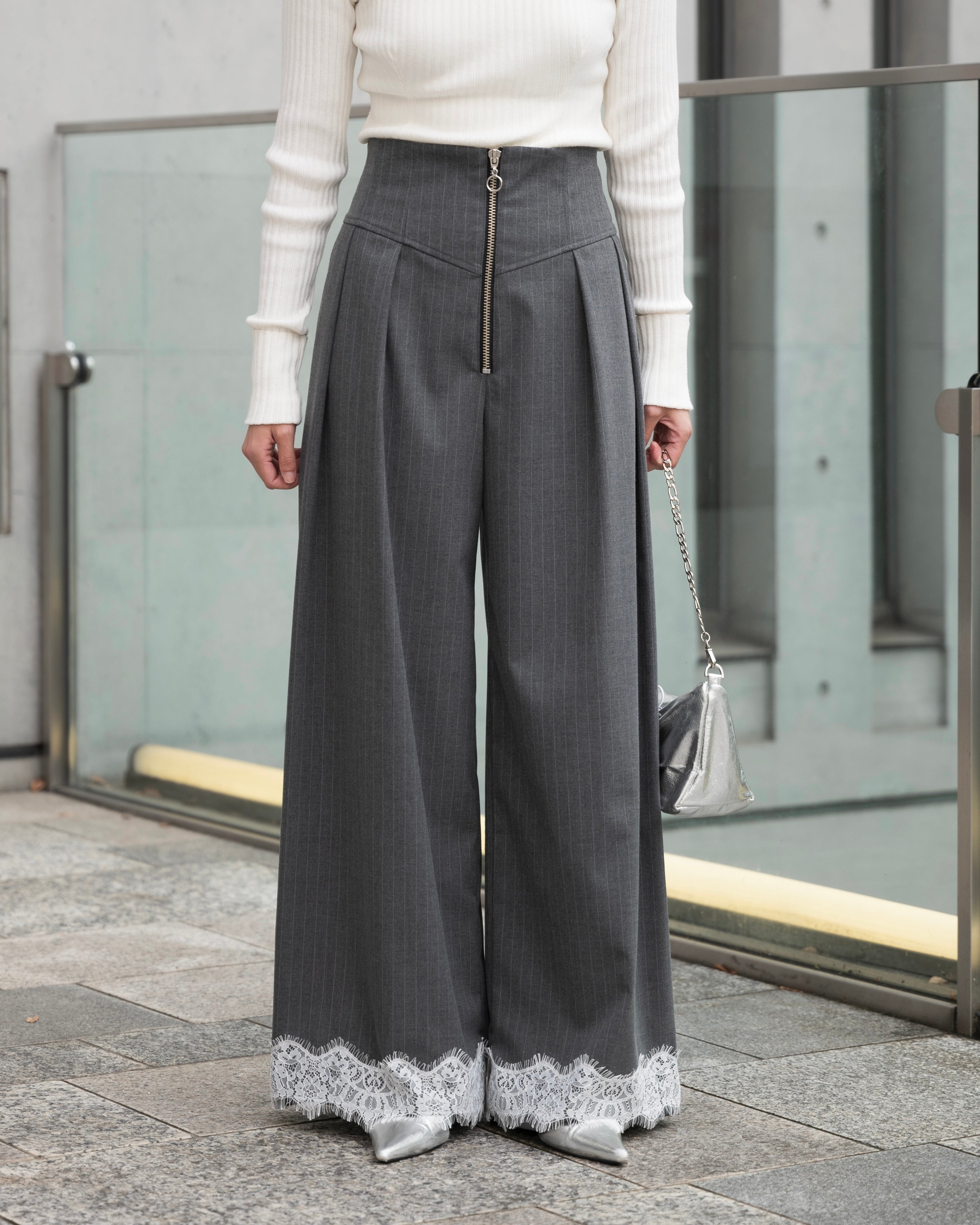 Corset wide pants (stripe)