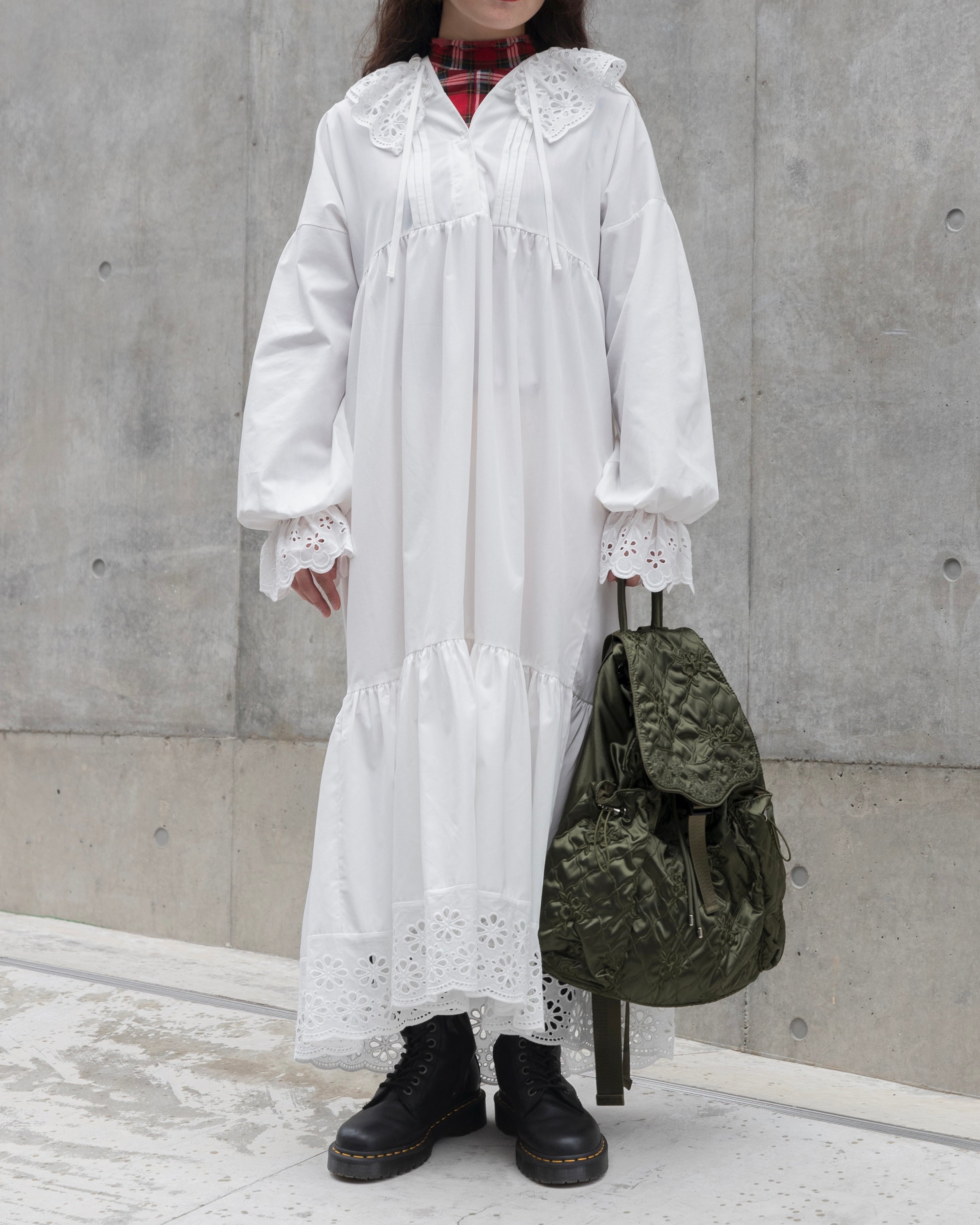 Cotton lace hoodie dress