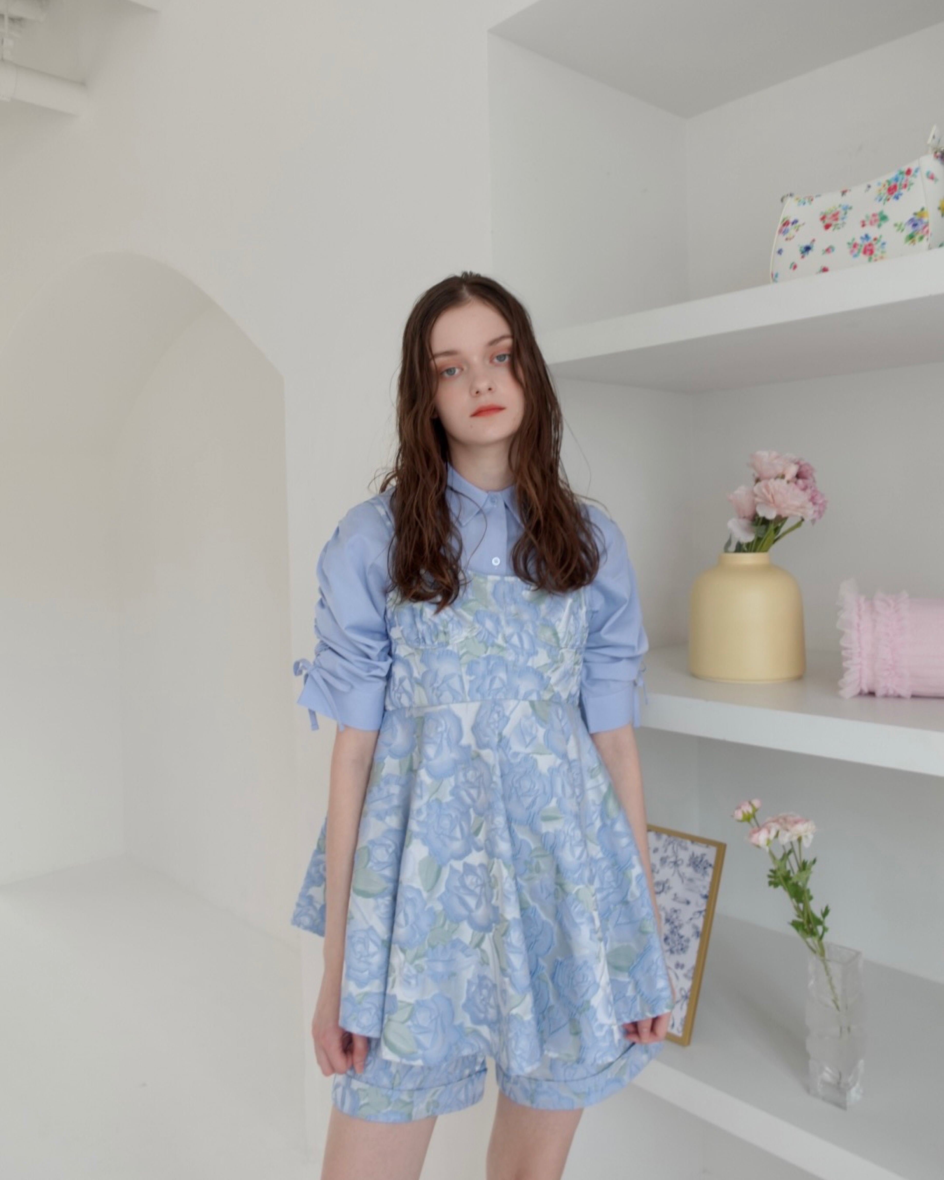 CANDY PUFF SLEEVE SHIRT(BLUE)