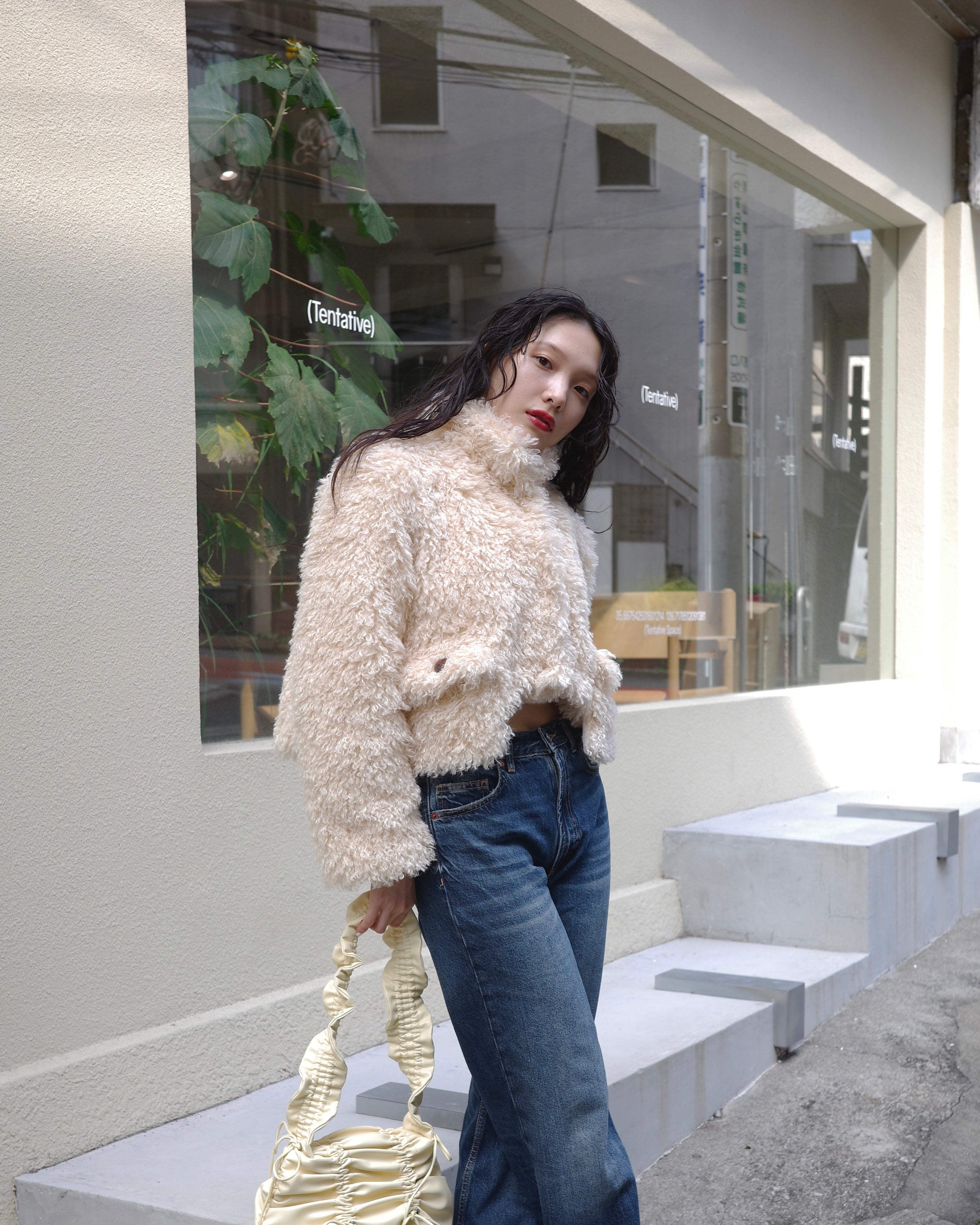 Cropped fur jacket