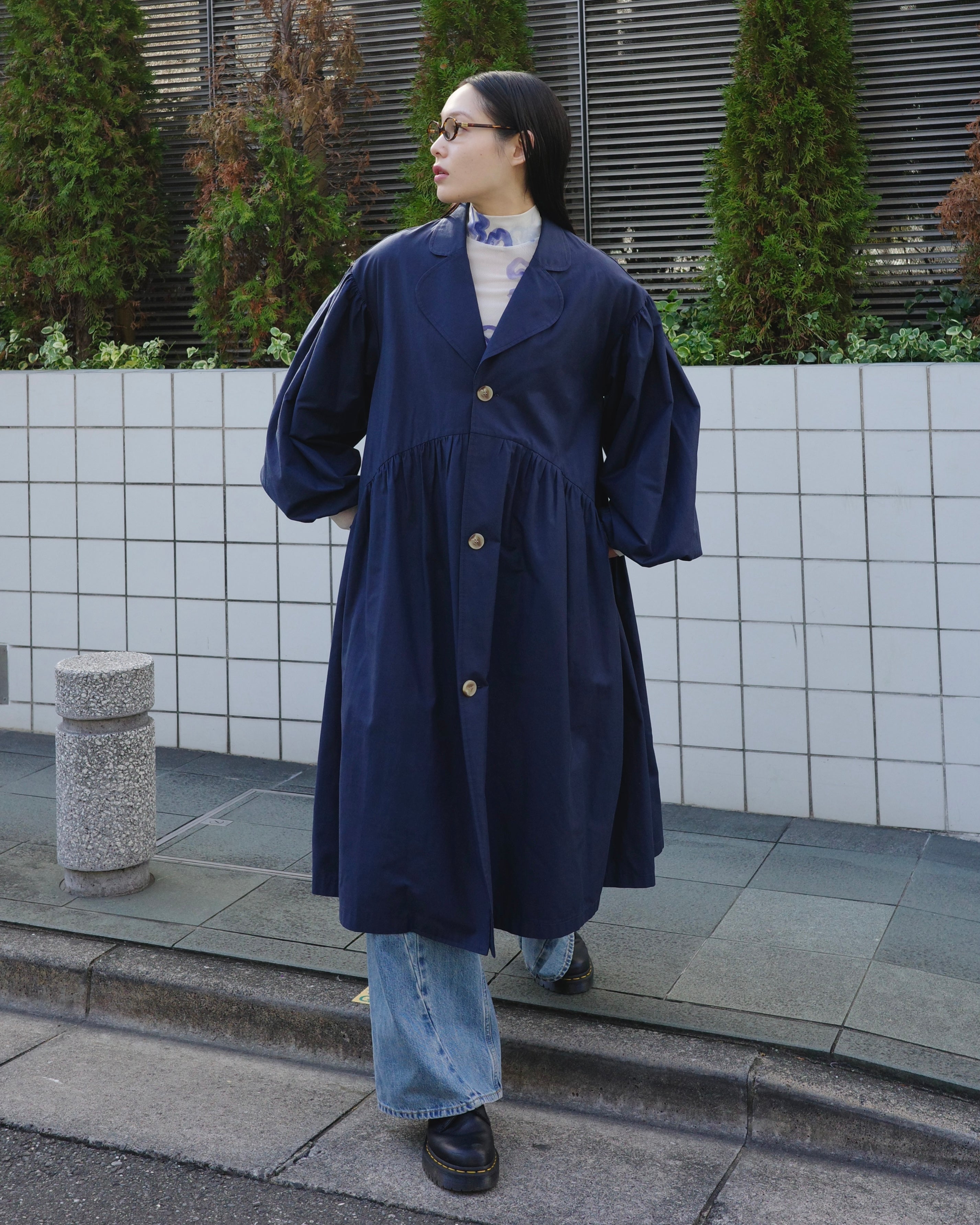 Balloon gather coat (navy)