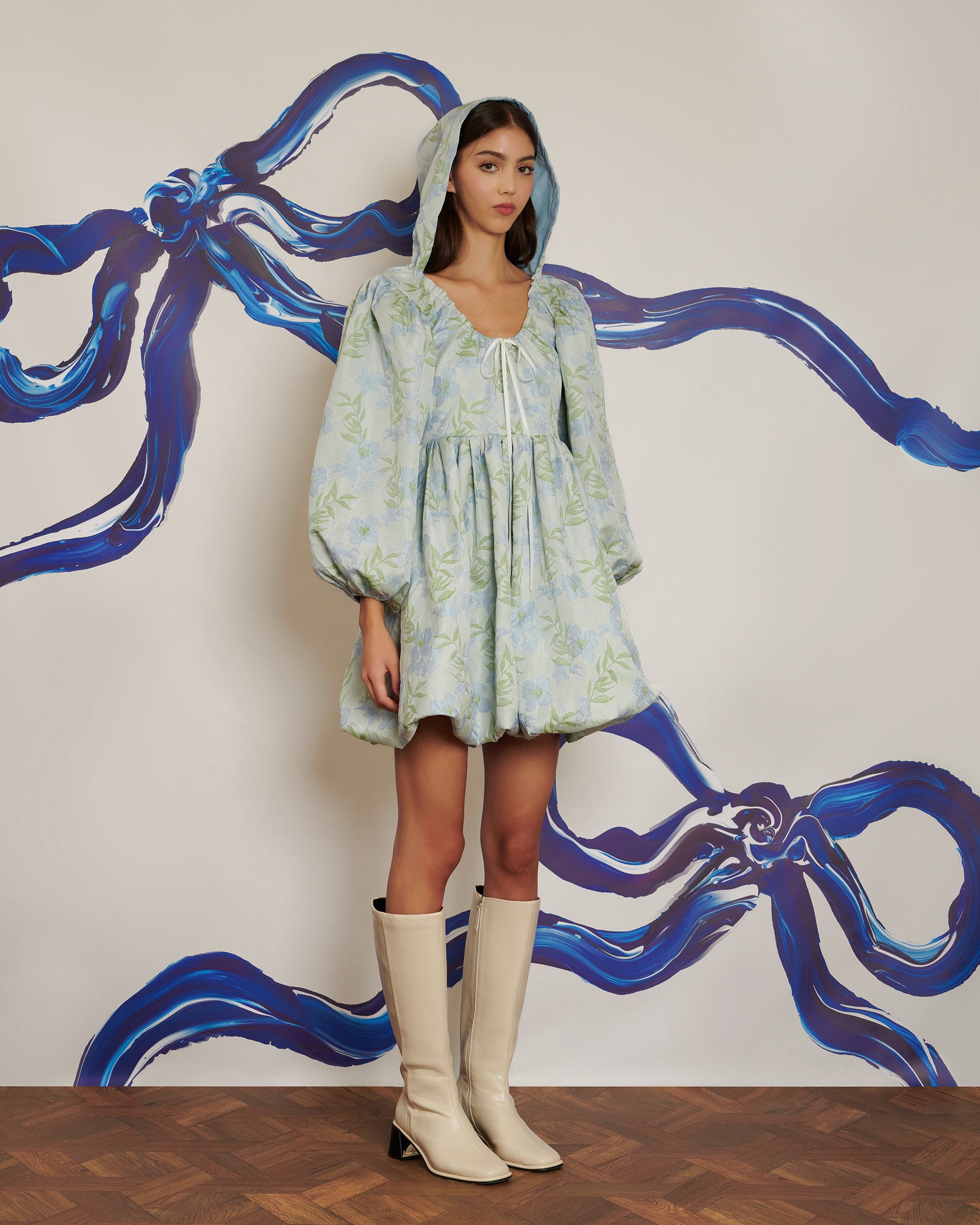 <b>POPPY x sister jane</b><br>Floral Hood Bubble Hem Mini Dress