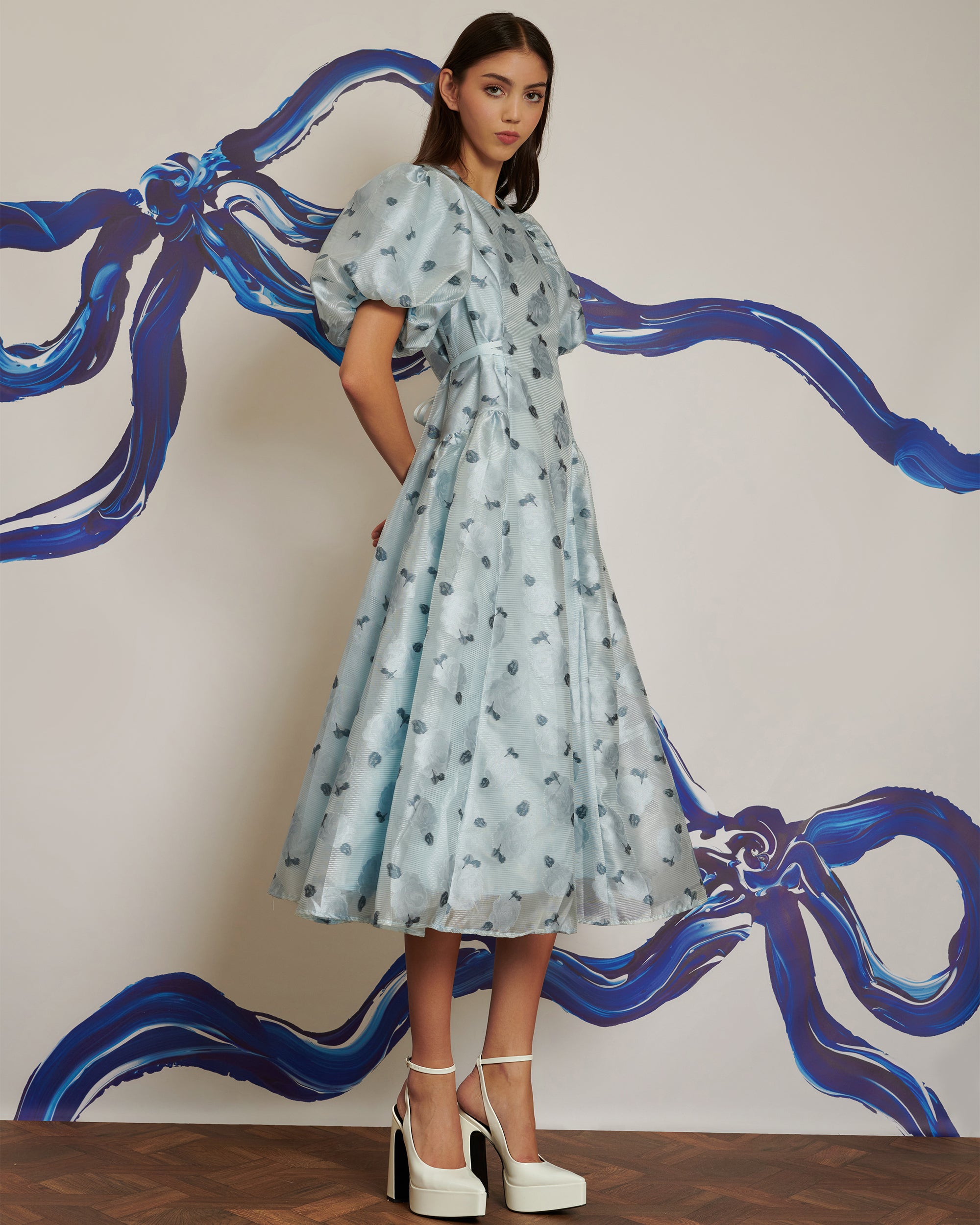 <b>POPPY x sister jane</b><br>Cloud Flowers Jacquard Midi Dress