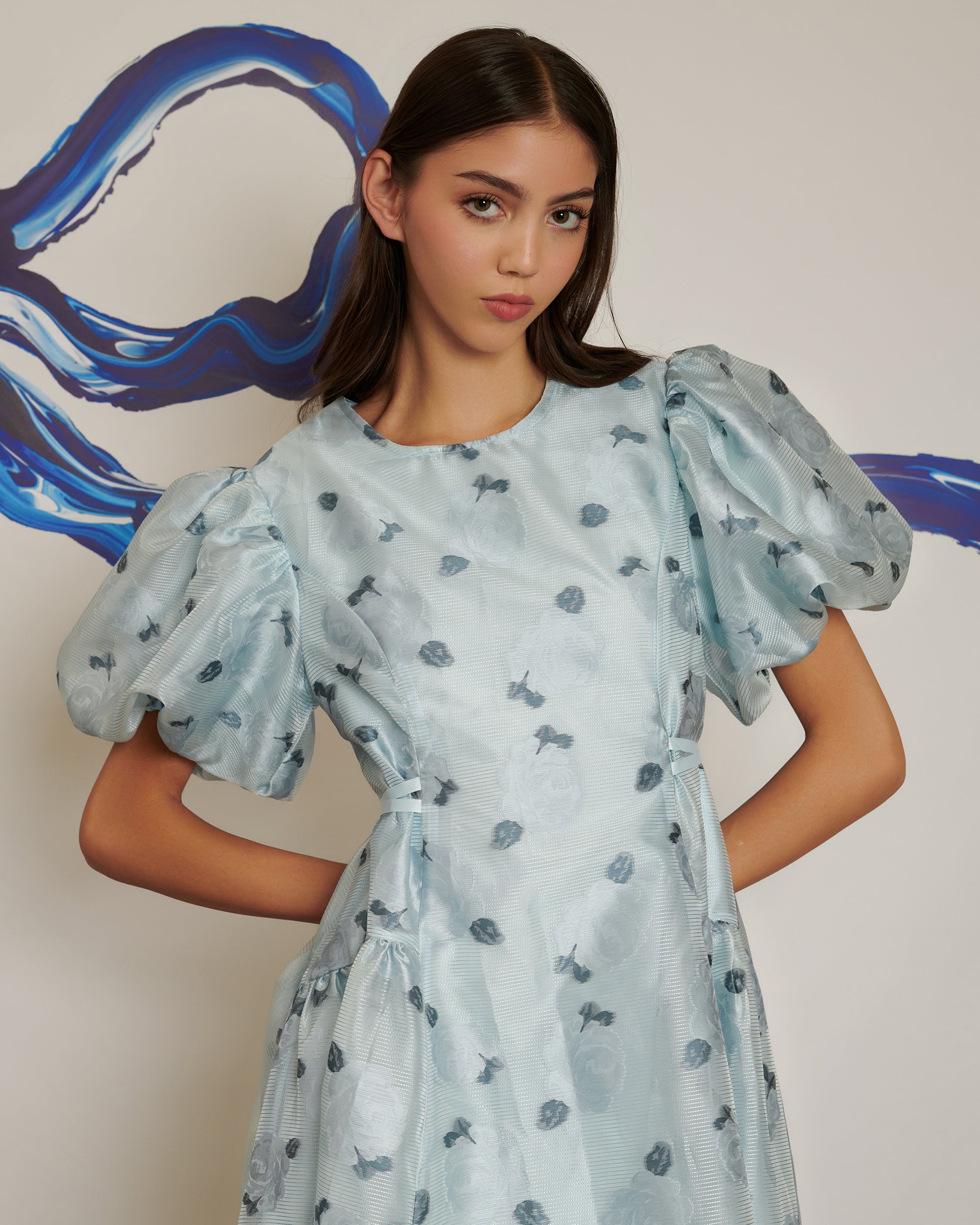 <b>POPPY x sister jane</b><br>Cloud Flowers Jacquard Midi Dress