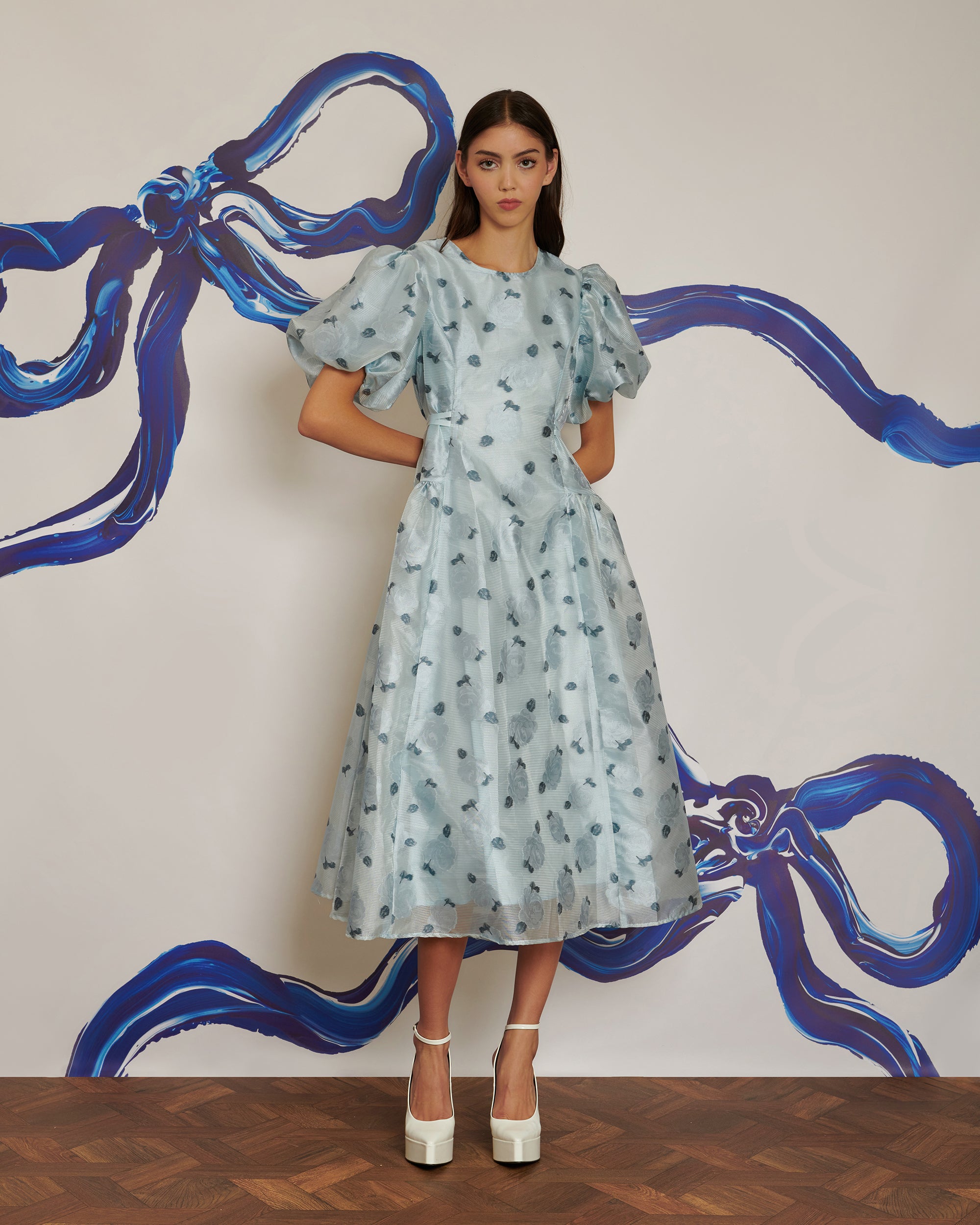 <b>POPPY x sister jane</b><br>Cloud Flowers Jacquard Midi Dress