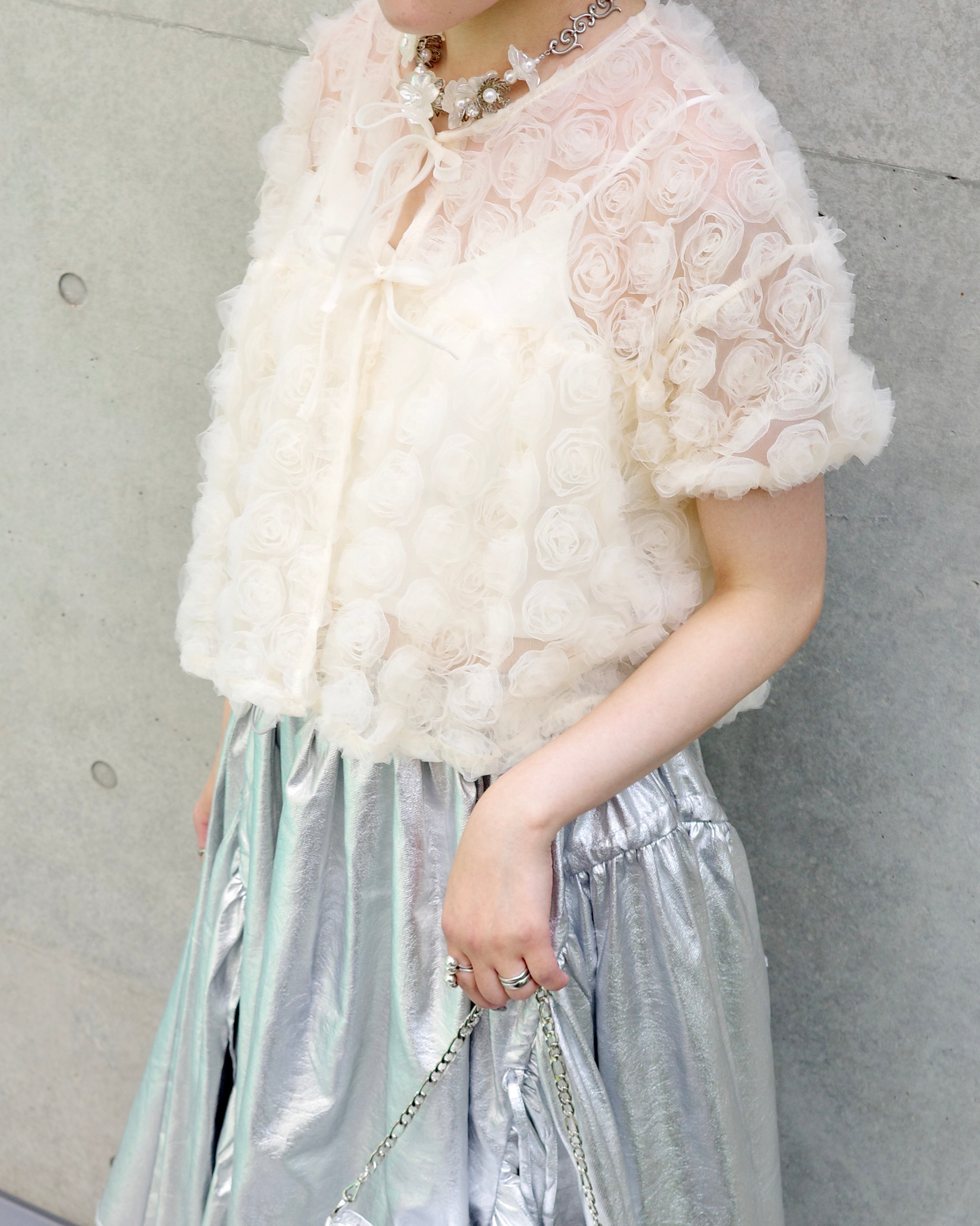 flower balloon tulle bolero (cream)