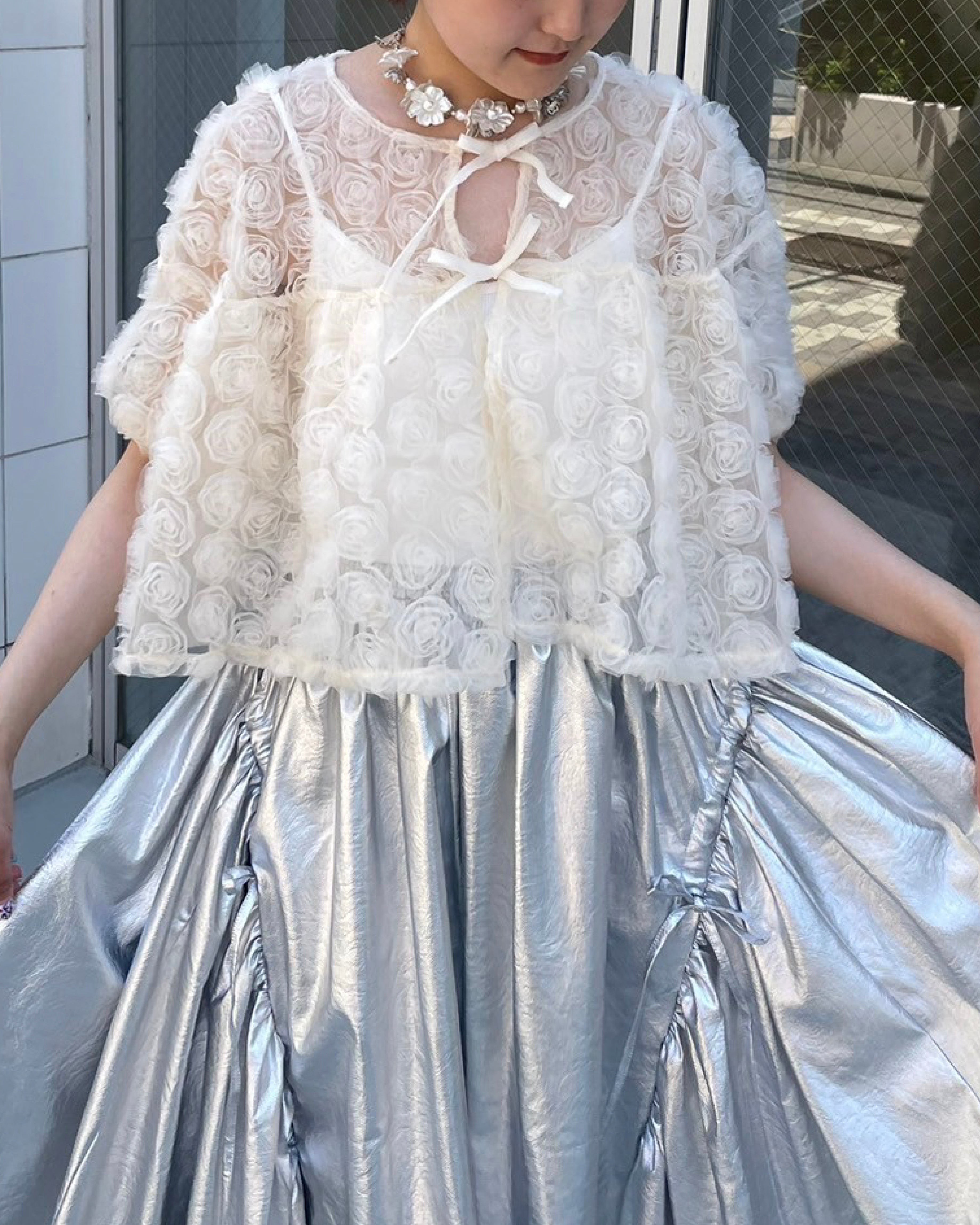 flower balloon tulle bolero (cream)