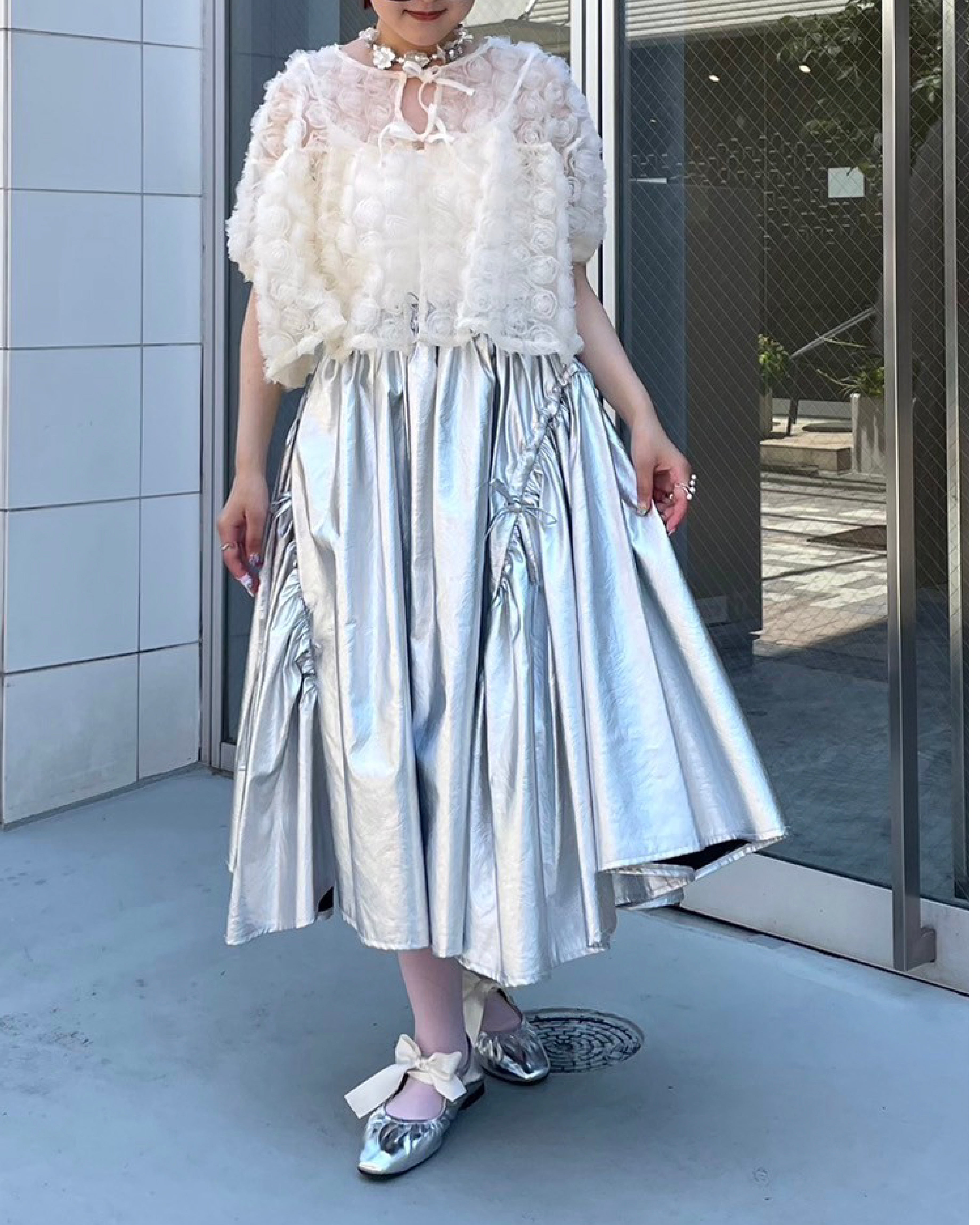 flower balloon tulle bolero (cream)