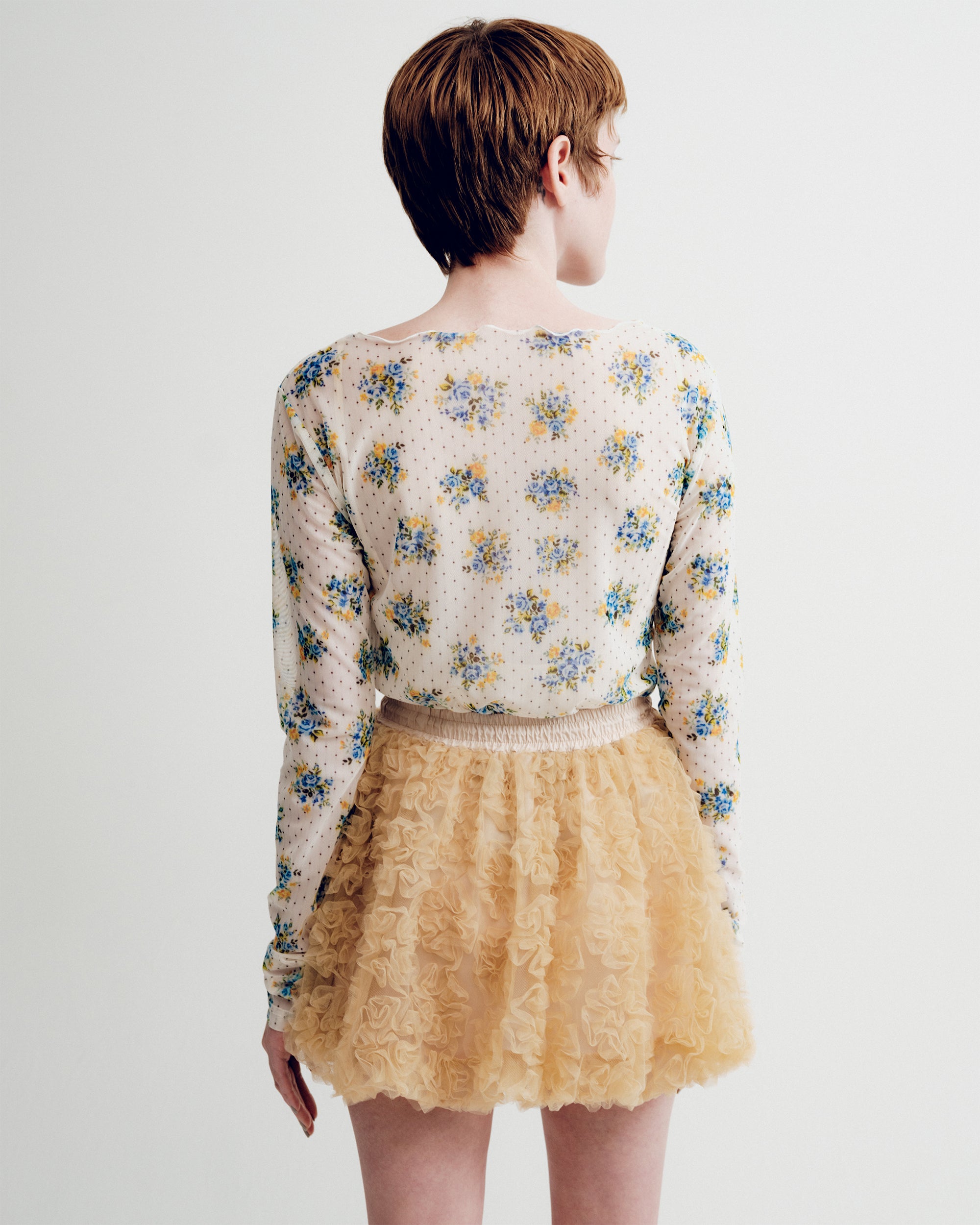 Flower tulle balloon mini skirt