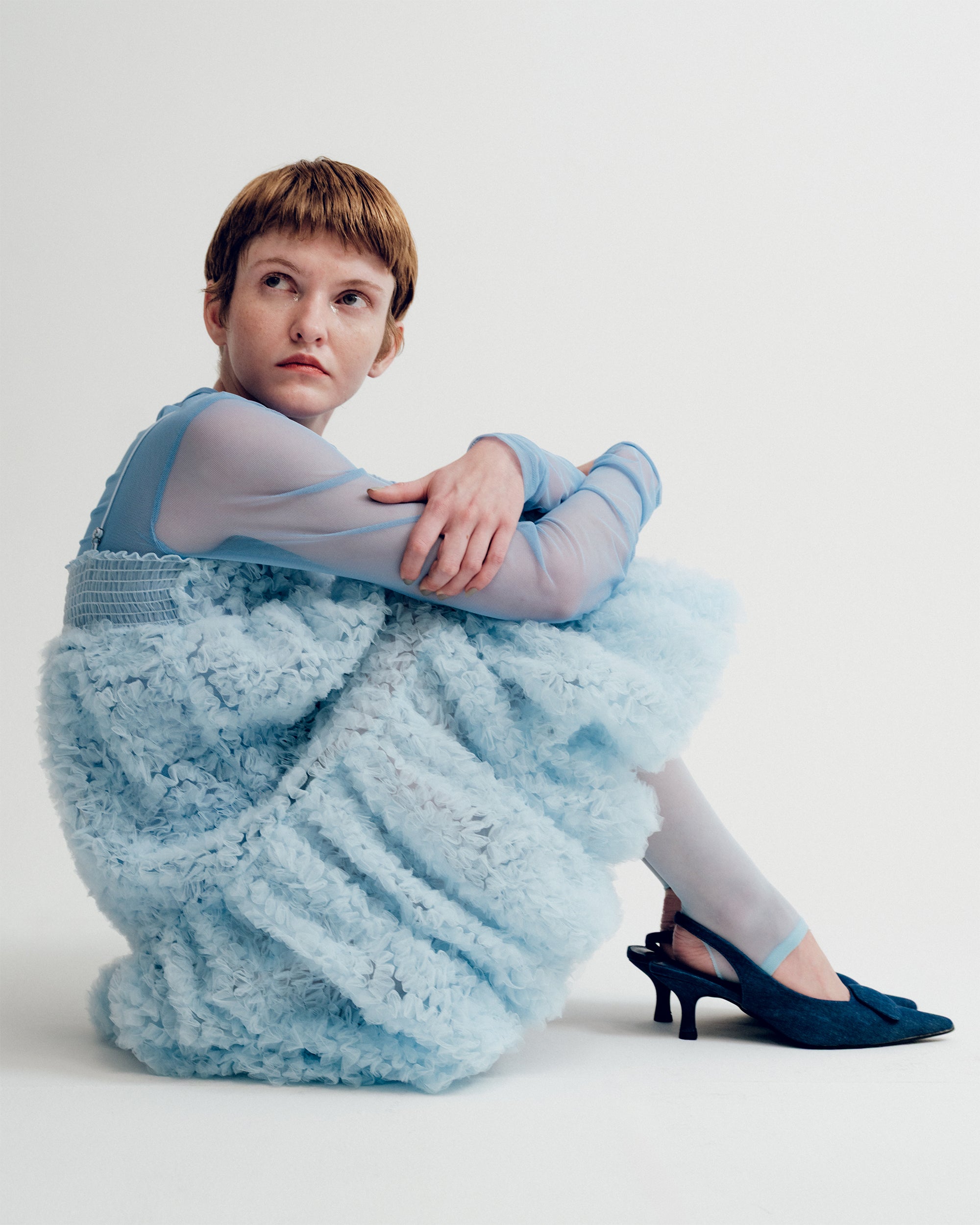 Tulle balloon tunic (light blue)