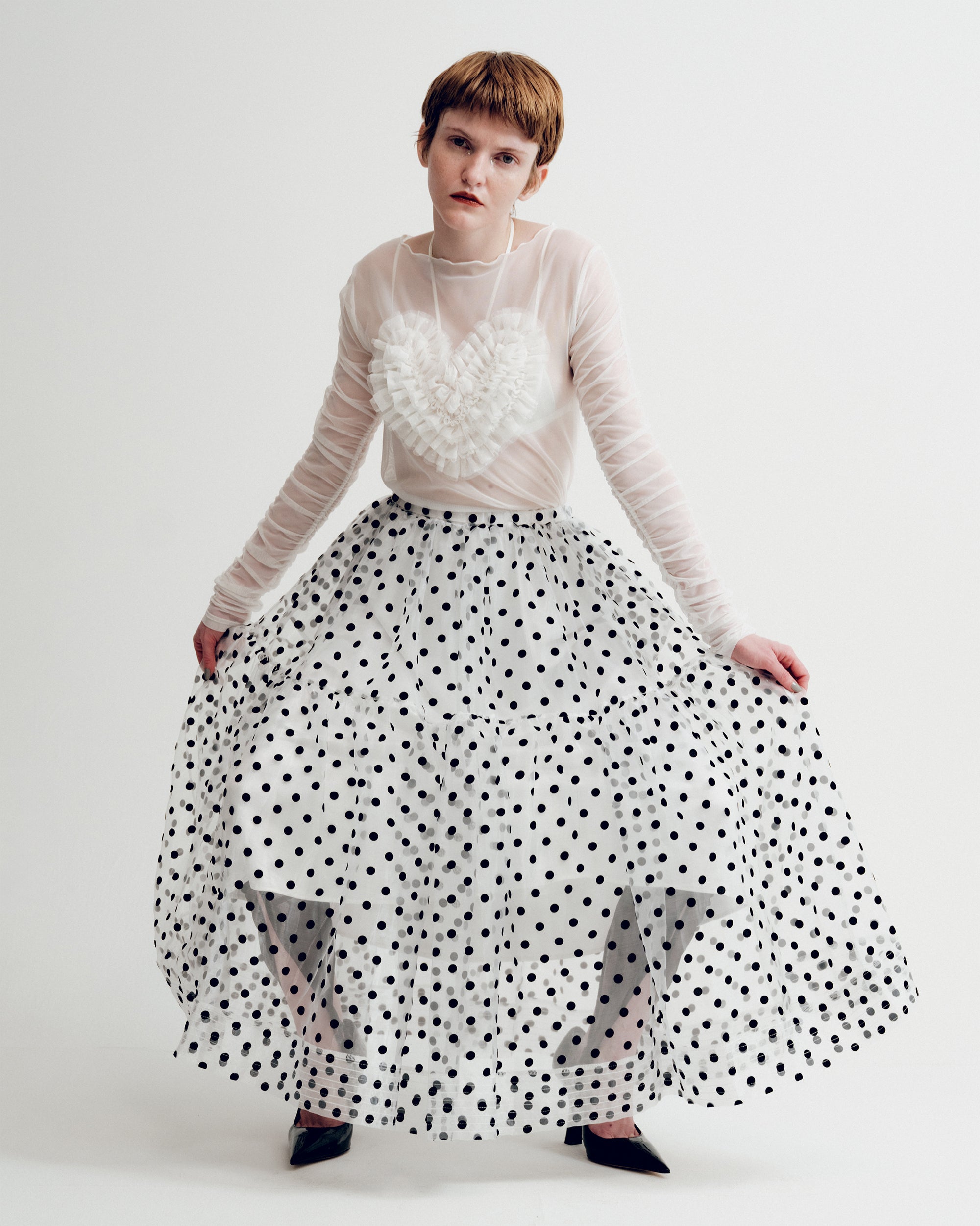 Tiered dot skirt