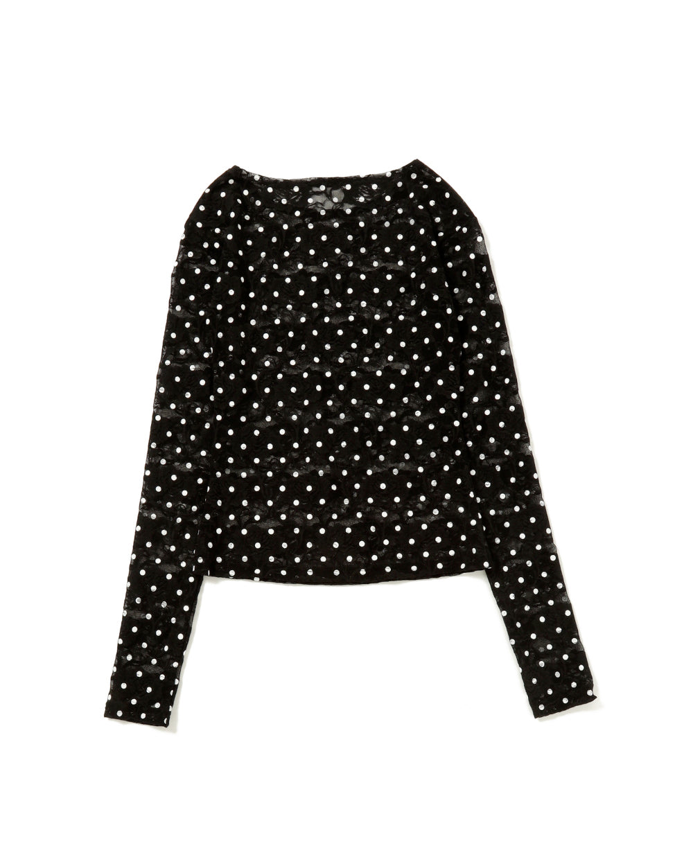Dot lace see-through top (round neck) black