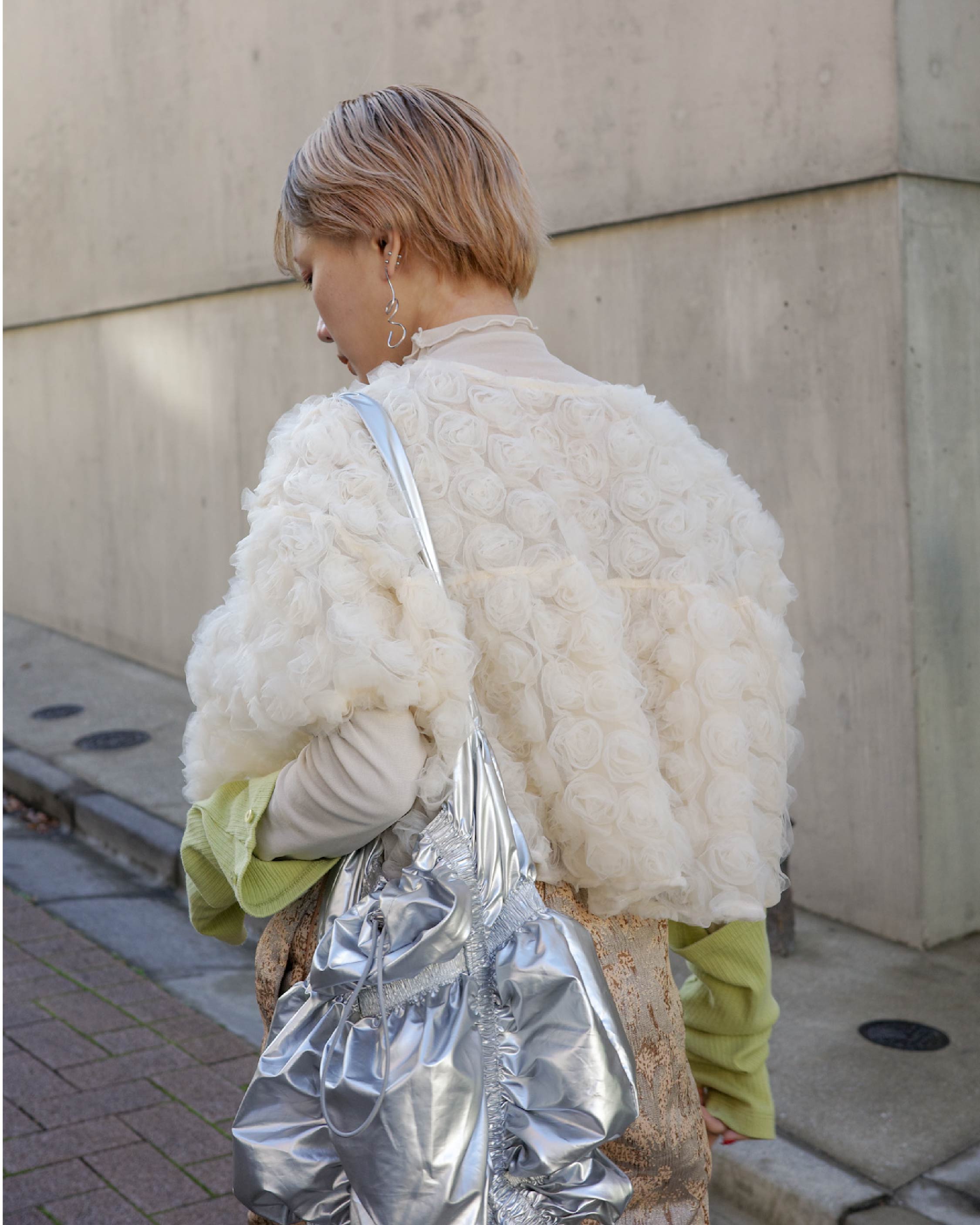 flower balloon tulle bolero (cream)