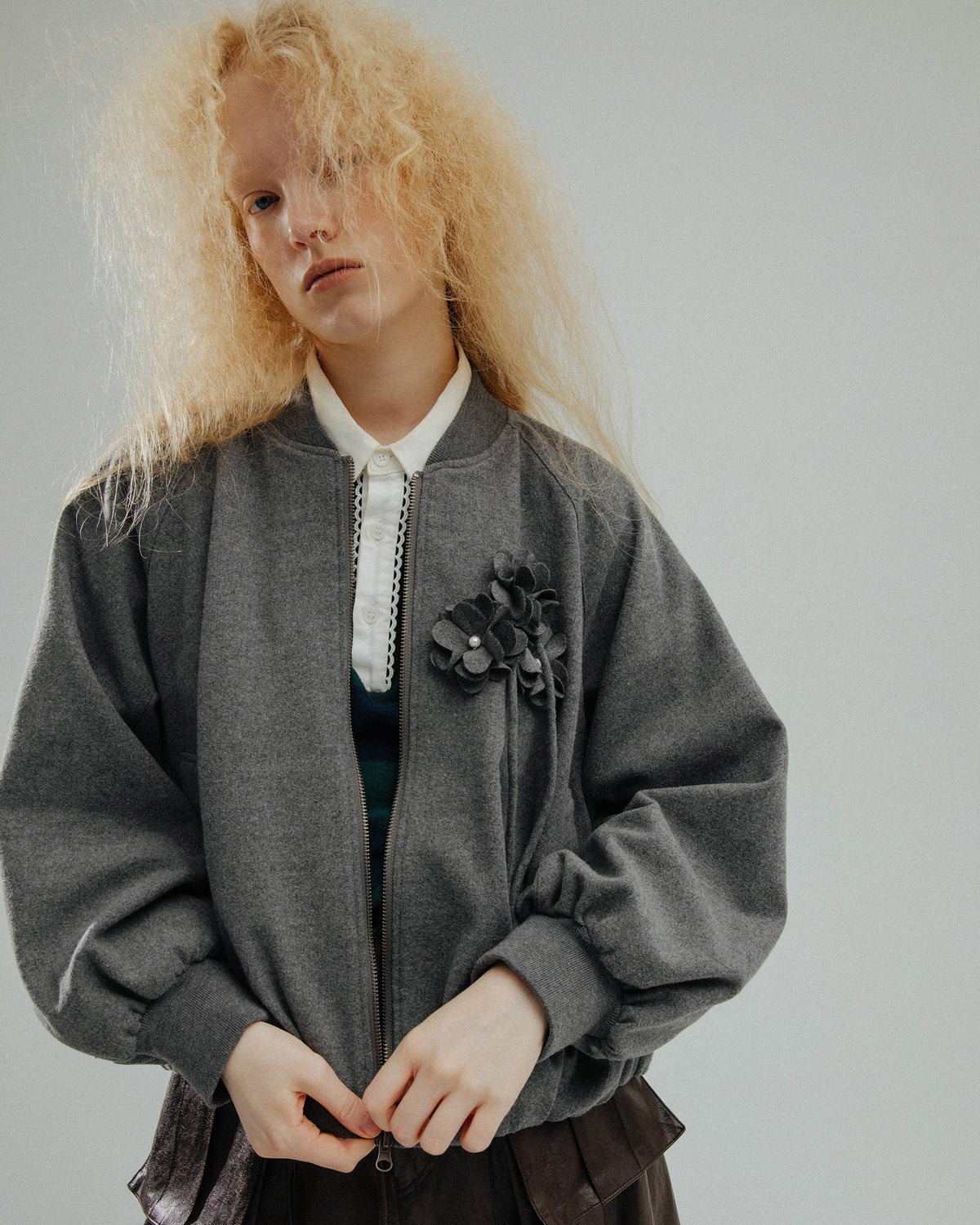 Melton fleur balloon jacket