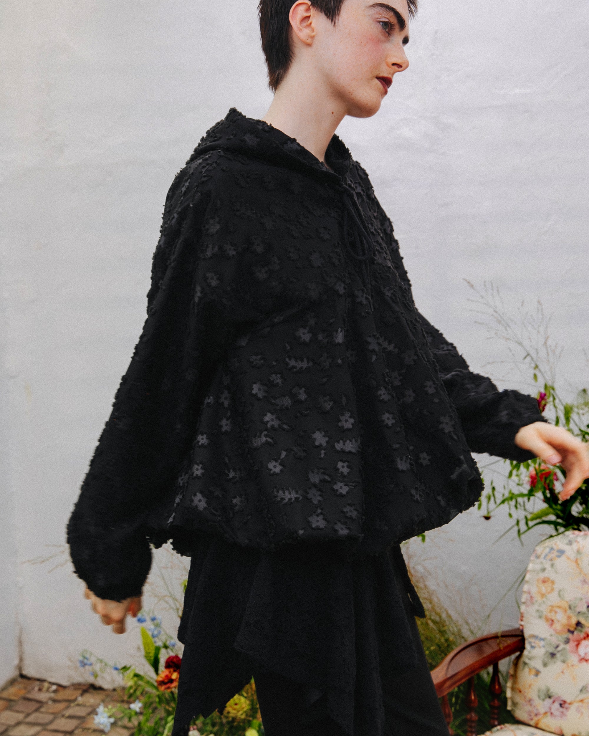 Puffy floweret balloon hoodie