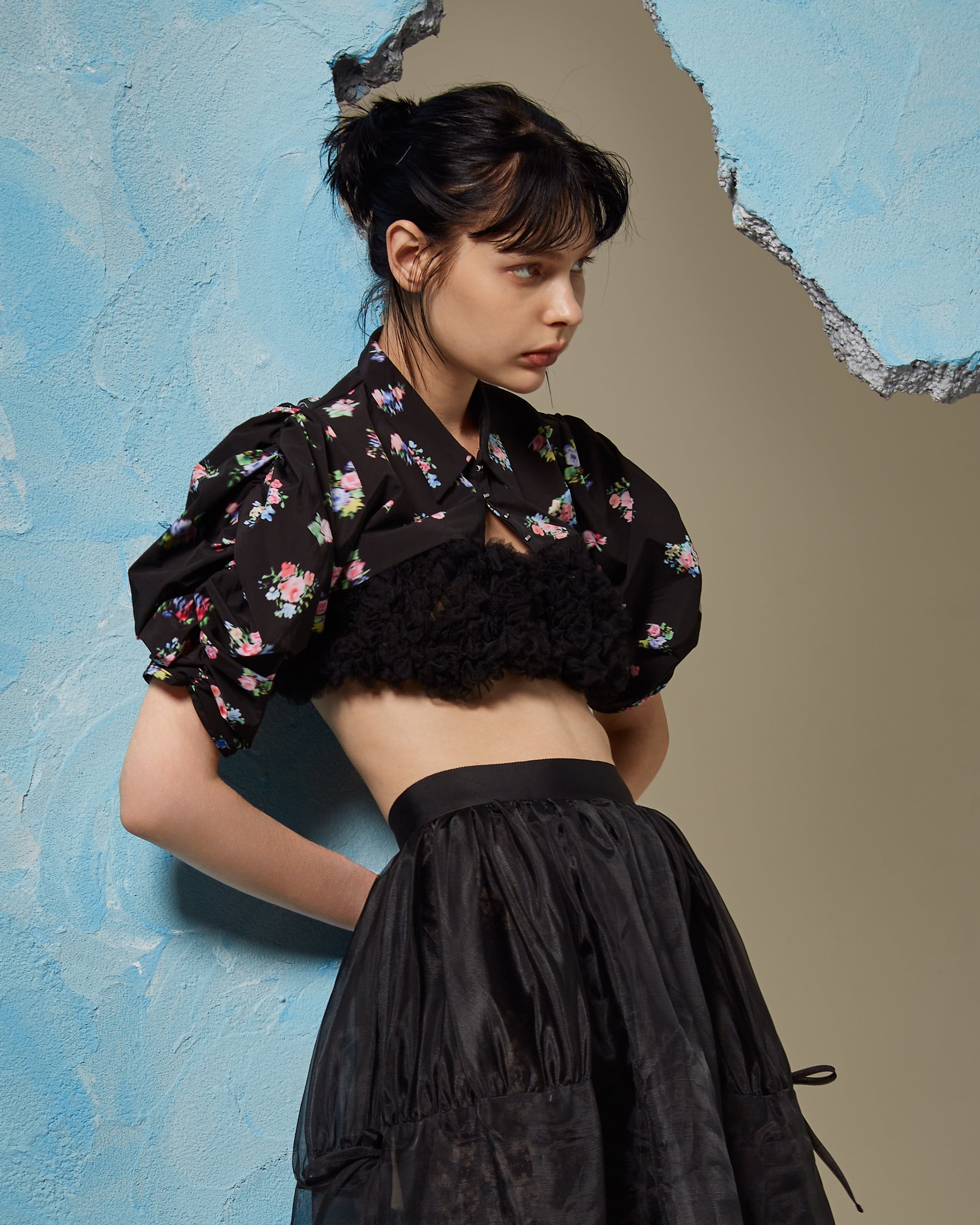 Tulle balloon bustier (black)