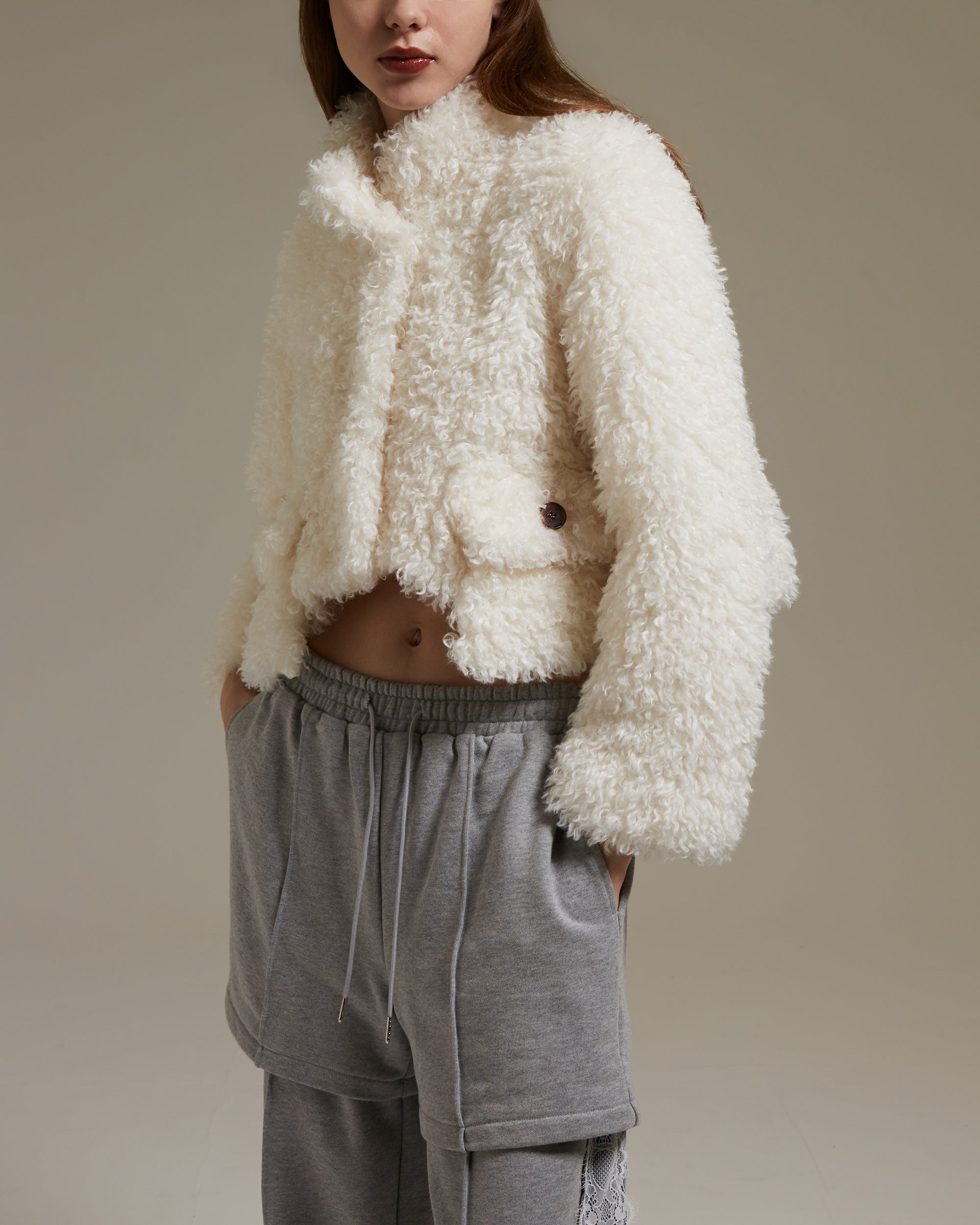 Cropped fur jacket