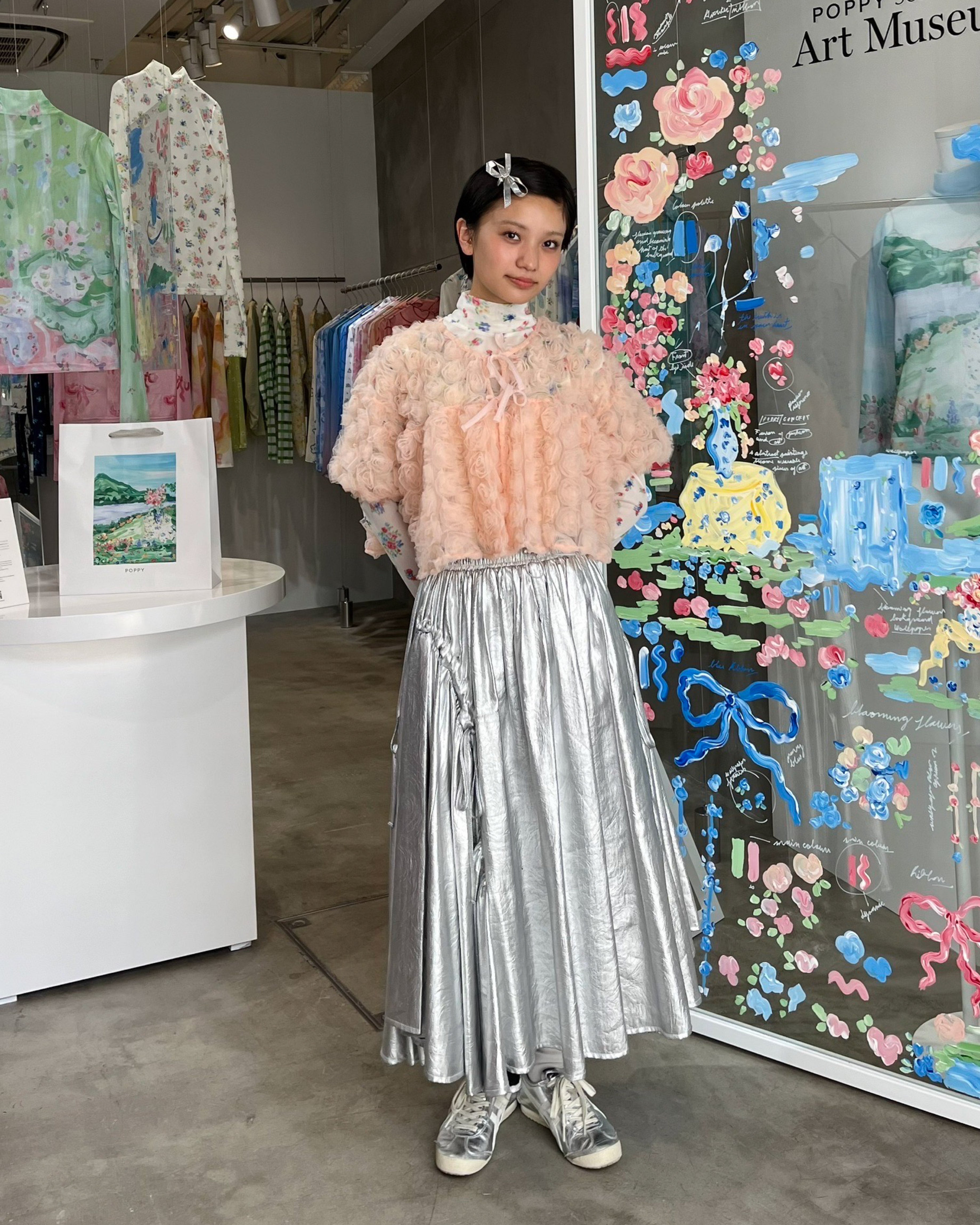 flower balloon tulle bolero (pink)